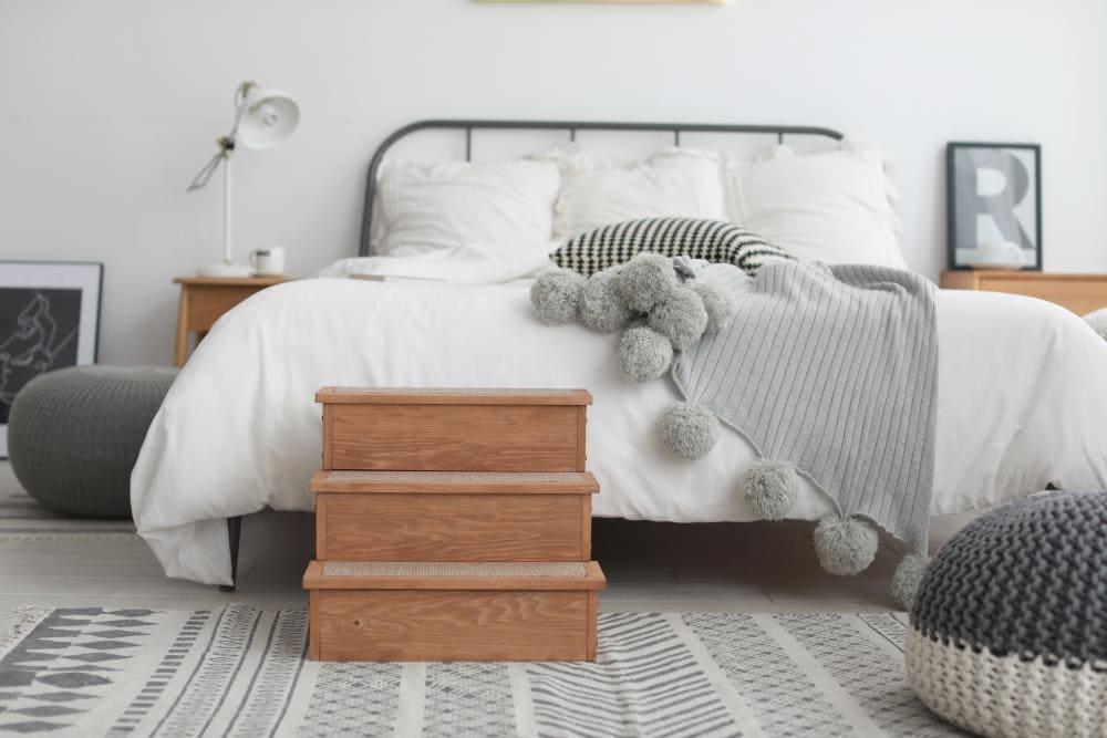 Canadian Hemlock Wooden Pet Stairs with Storage