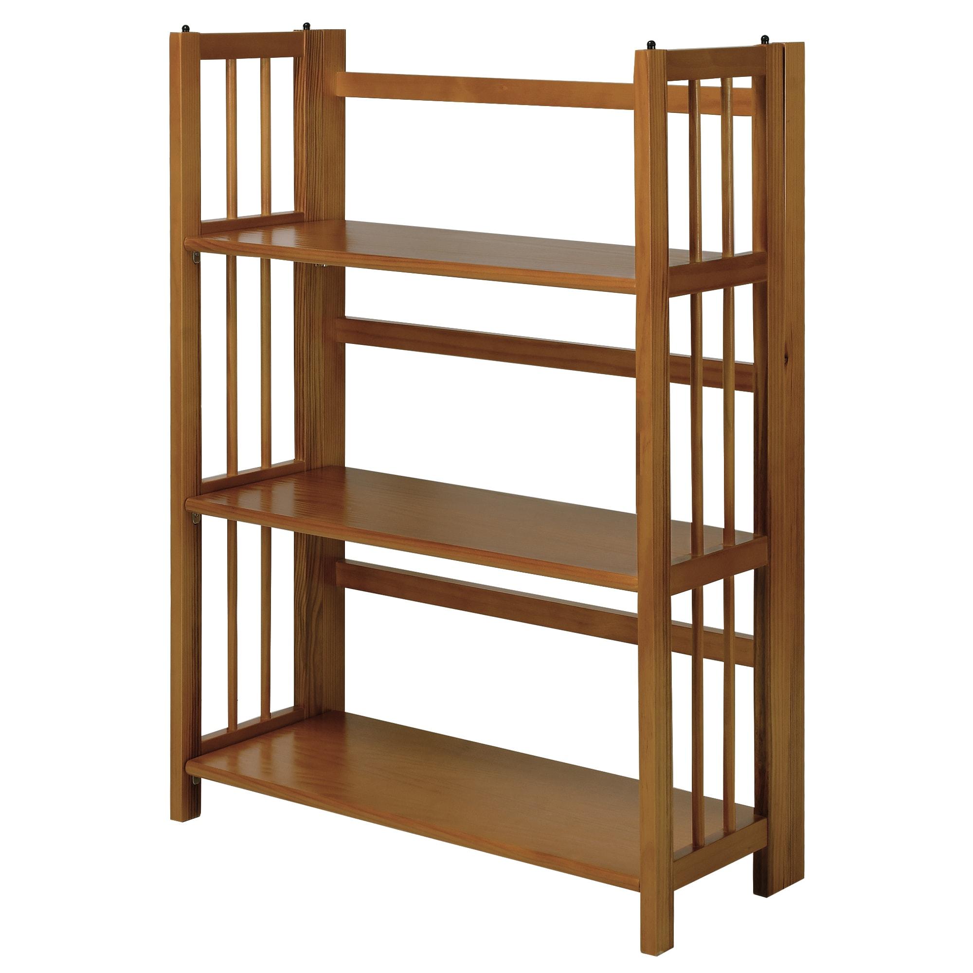 3 Shelf Folding Stackable Bookcase, 27.5" Wide, Espresso