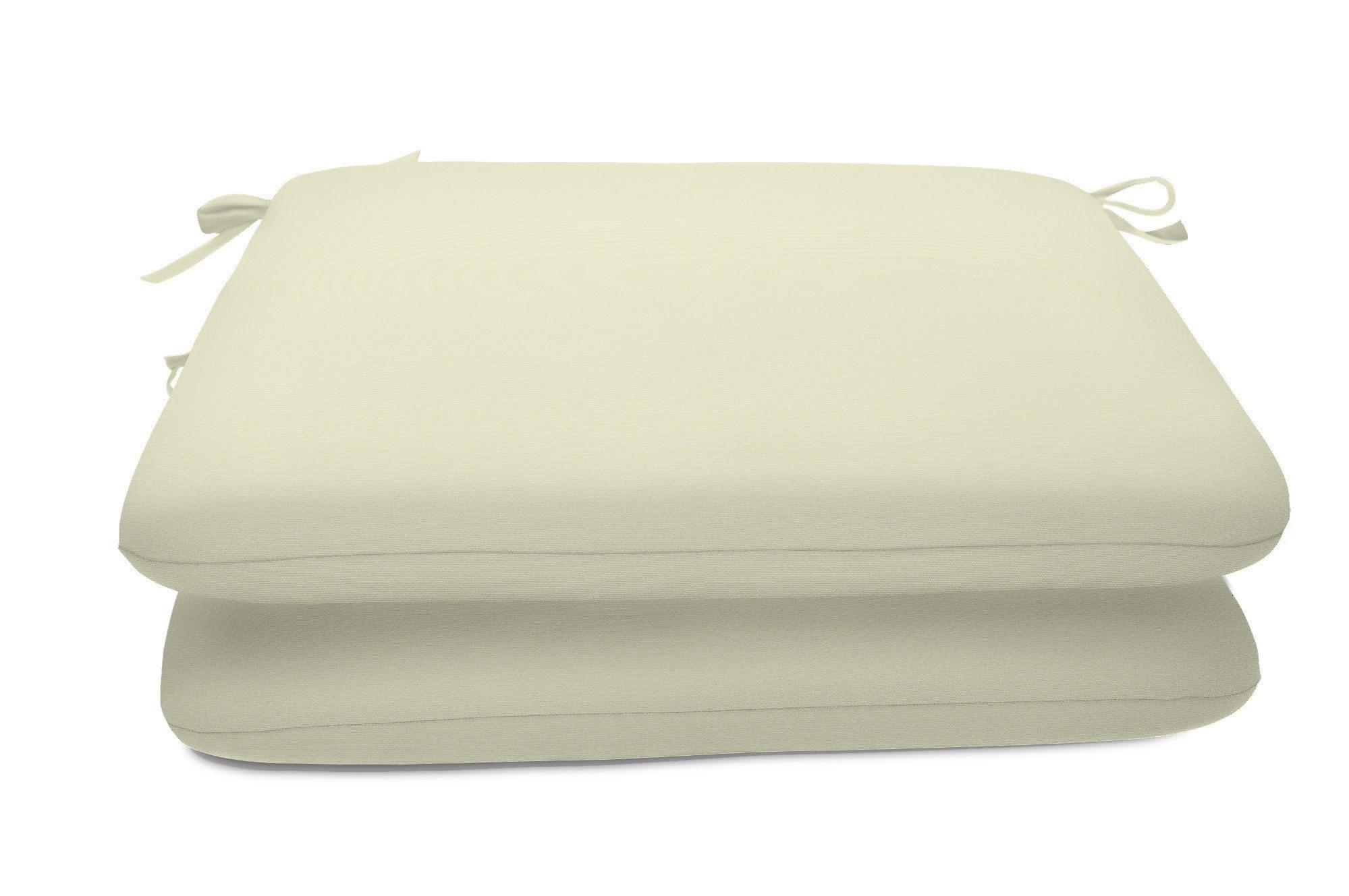 Casual Cushion Solid Sunbrella Fabric 2-Piece Indoor/Outdoor Seat Pad Cushion, 18"W x 18"L, Canvas Natural