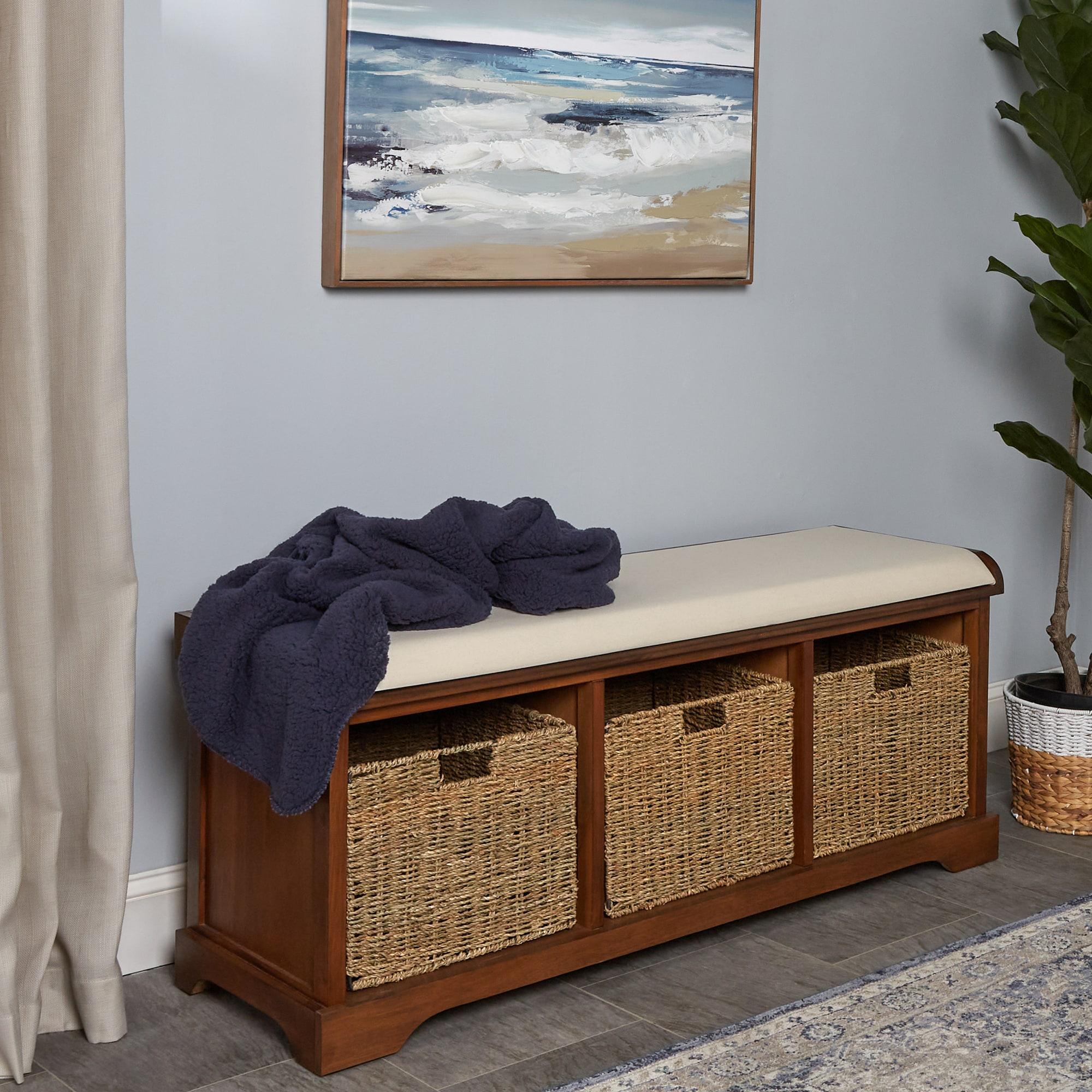 Lonan  Wicker Storage Bench - Brown - Safavieh