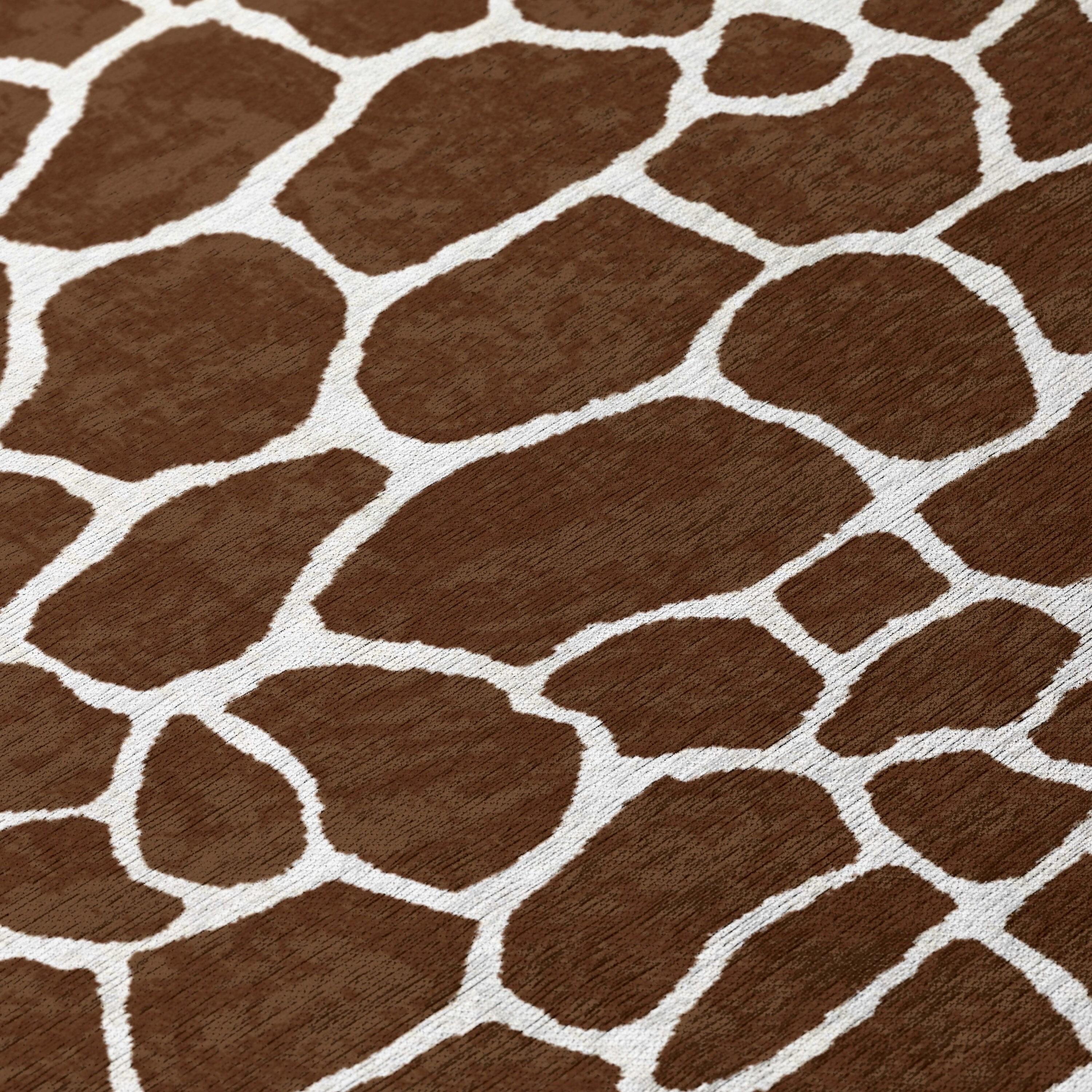 Safari Brown Giraffe Animal Print 9' x 12' Non-Skid Area Rug