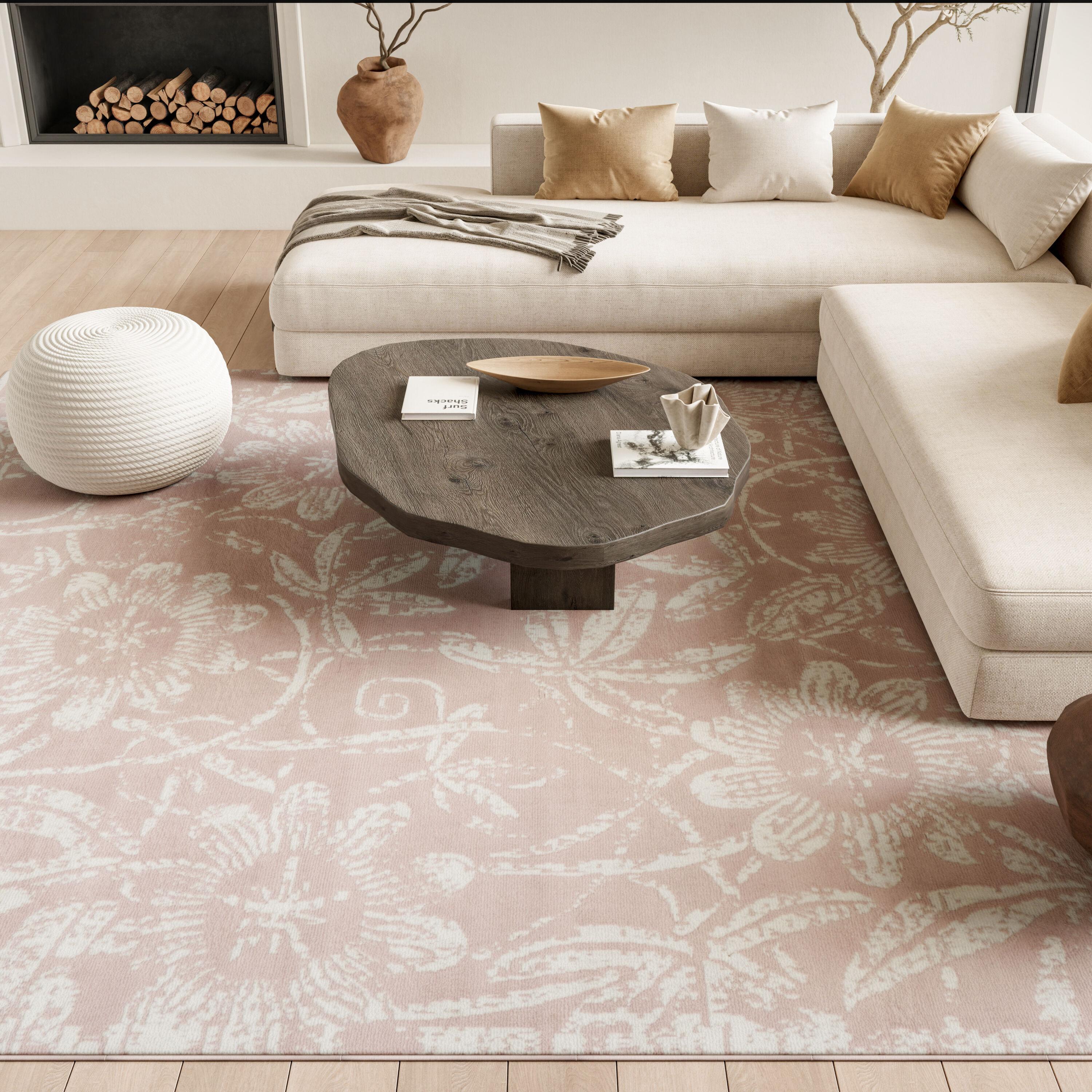Whigham Floral Pink/White Area Rug