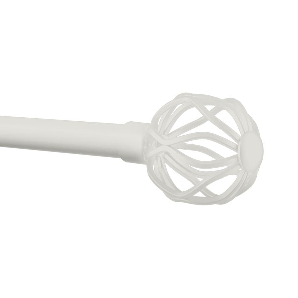 Exclusive Home Ogee 1" Curtain Rod and Coordinating Finial Set, Matte White, Adjustable 36"-72"