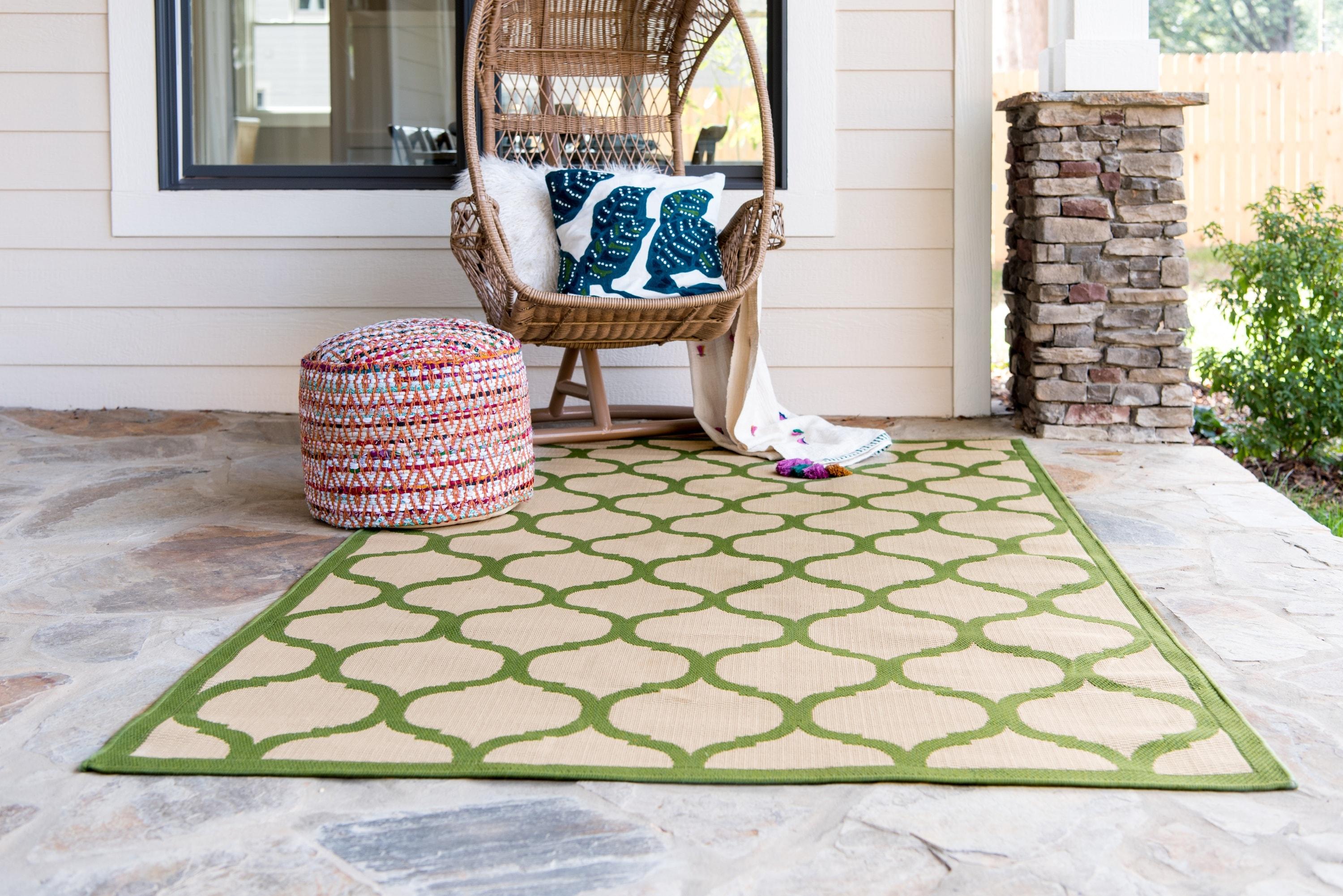 Unique Loom 6' 1 x 9' 0 Beige and Green Outdoor Trellis Moroccan Area Rug