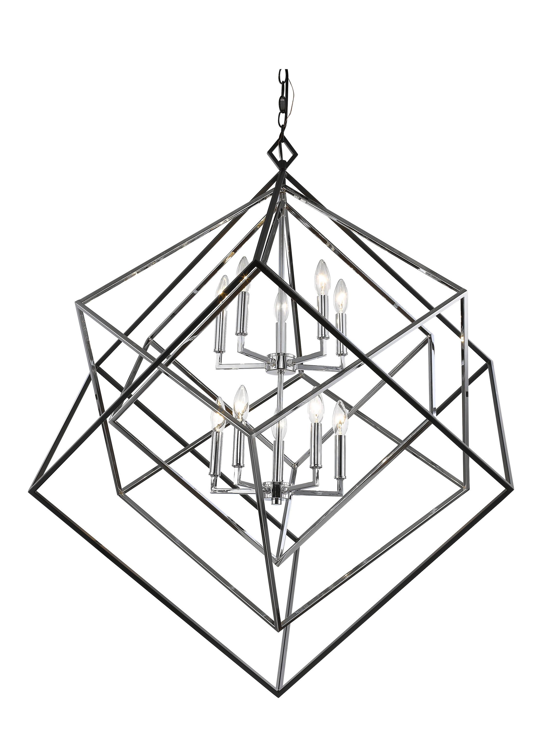 10 Light Chandelier In Linear Style 41.5 Inches Wide By 44.5 Inches High-Chrome/Matte Black Finish    -Traditional Installation Z-Lite 457-10Ch-Mb