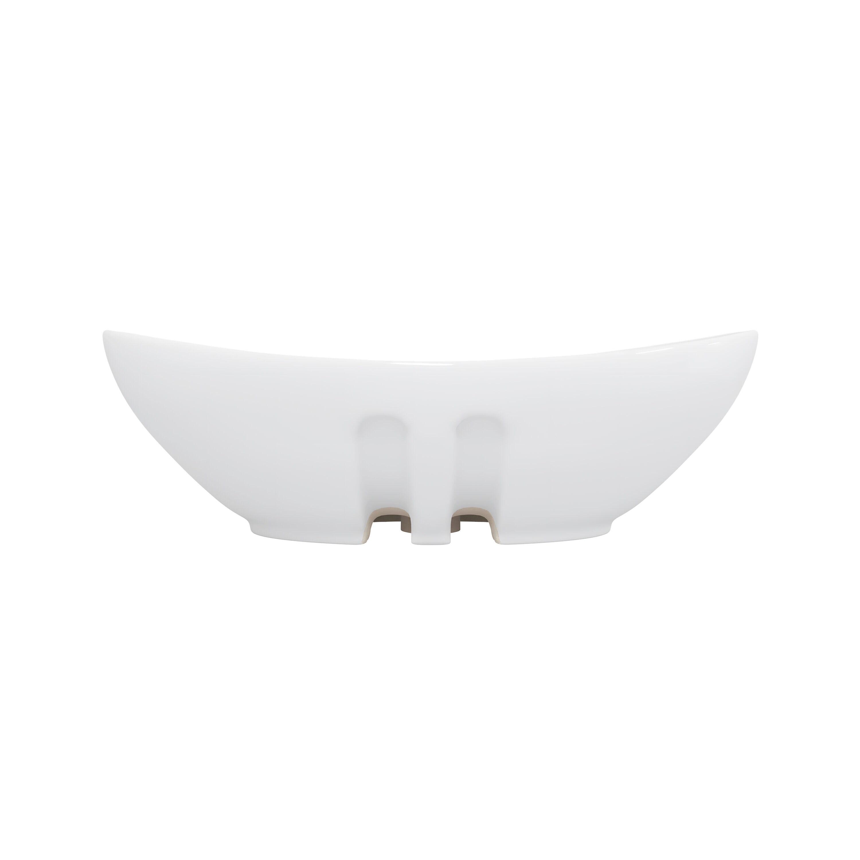 Eclisse 23" x 15" White Vitreous China Oval Bathroom Vessel Sink with Overflow