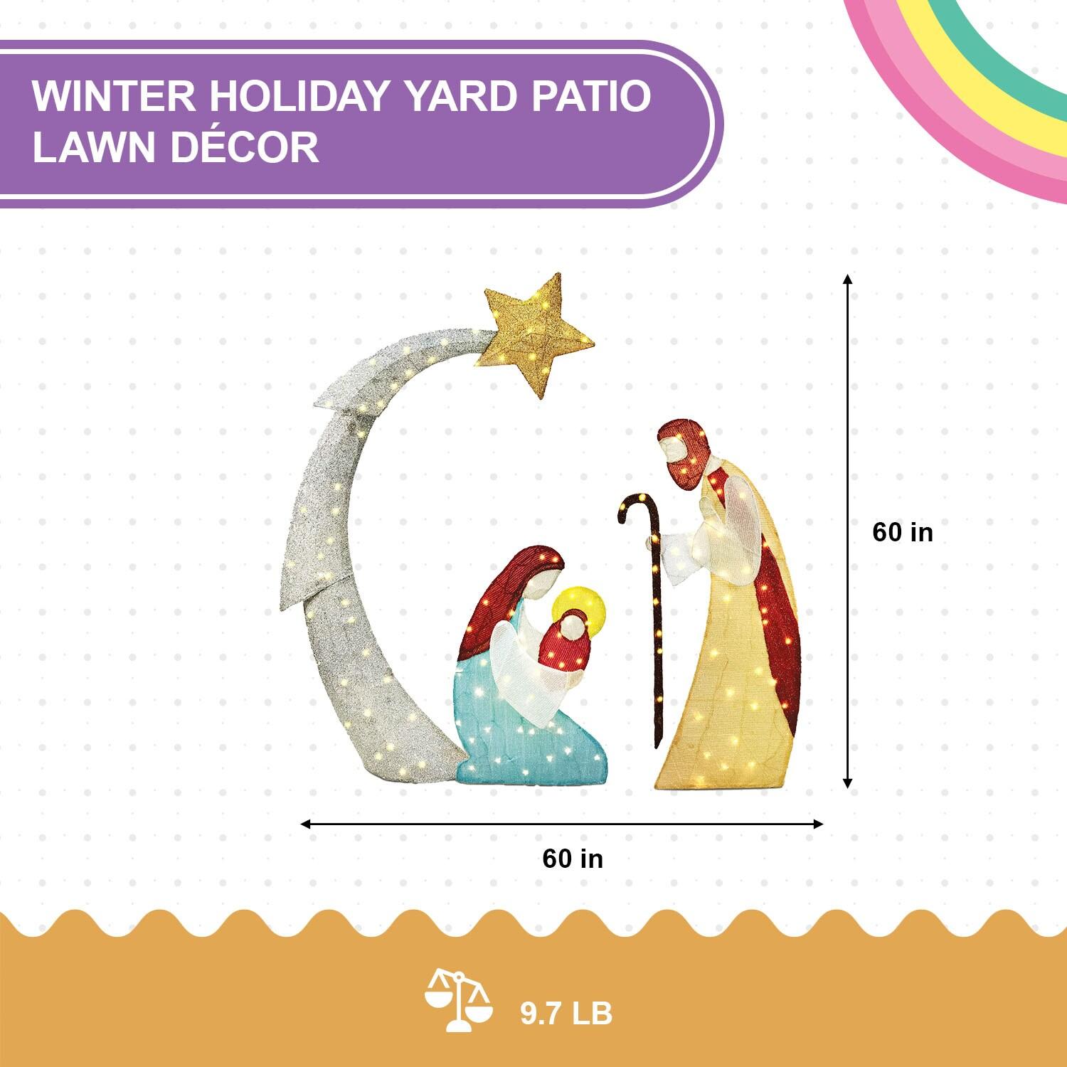 Joiedomi 5FT Christmas Nativity Scene Yard Light with Pre-Lit LED Lights for Indoor Outdoor Garden, Lawn, Christmas Event, Christmas Eve Night Decoration