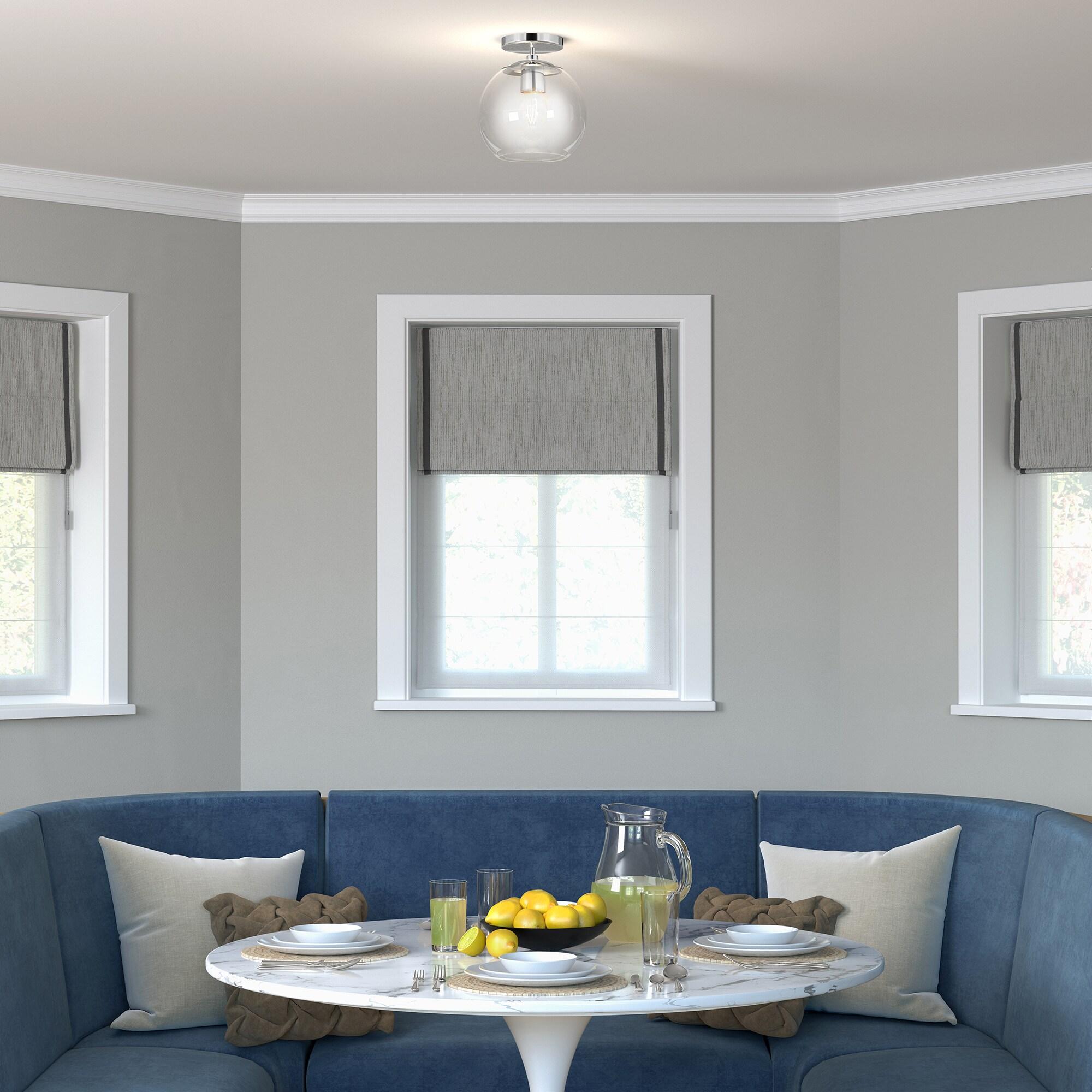 Evelyn&Zoe 9" Polished Nickel Finish Metal/Glass Semi Flush Mount