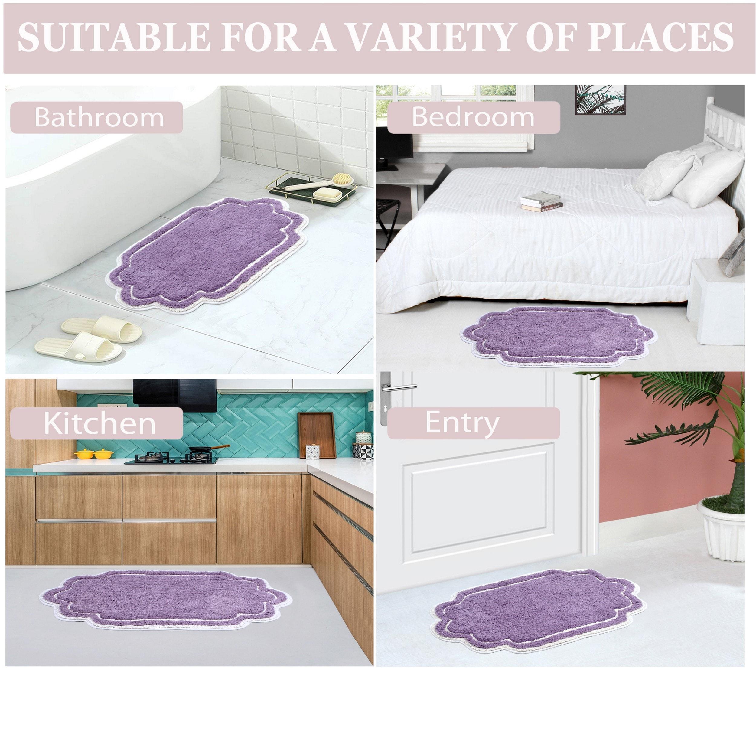 Home Weavers Allure Collection 100% Cotton Tufted Bathroom Rug, Soft and Absorbent Bath Rugs, Non-Slip Bath Carpet, Machine Wash Dry Bath Mats for Bathroom Floor, 21"x54" Runner, Purple