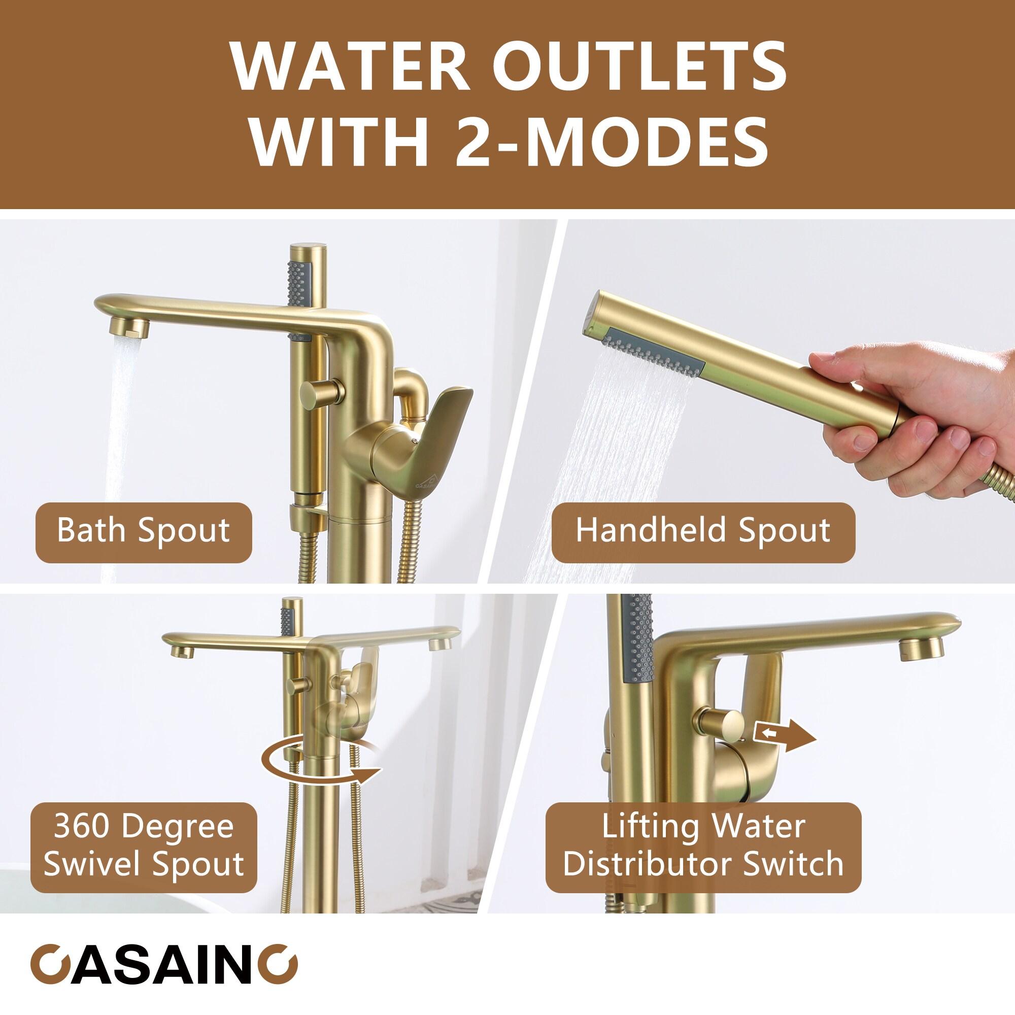 Single Handle Freestanding Bathtub Faucet with Diverter and Handshower