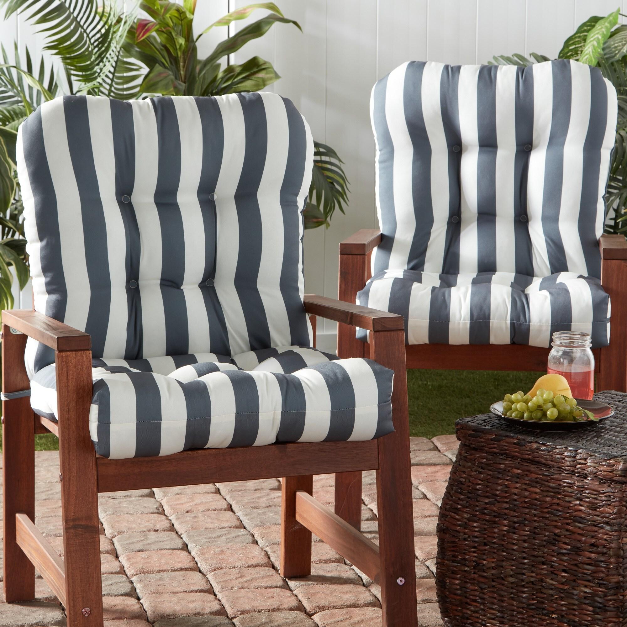 Canopy Stripe Gray 42 x 21 in. Outdoor Tufted Chair Cushion (set of 2) by Greendale Home Fashions