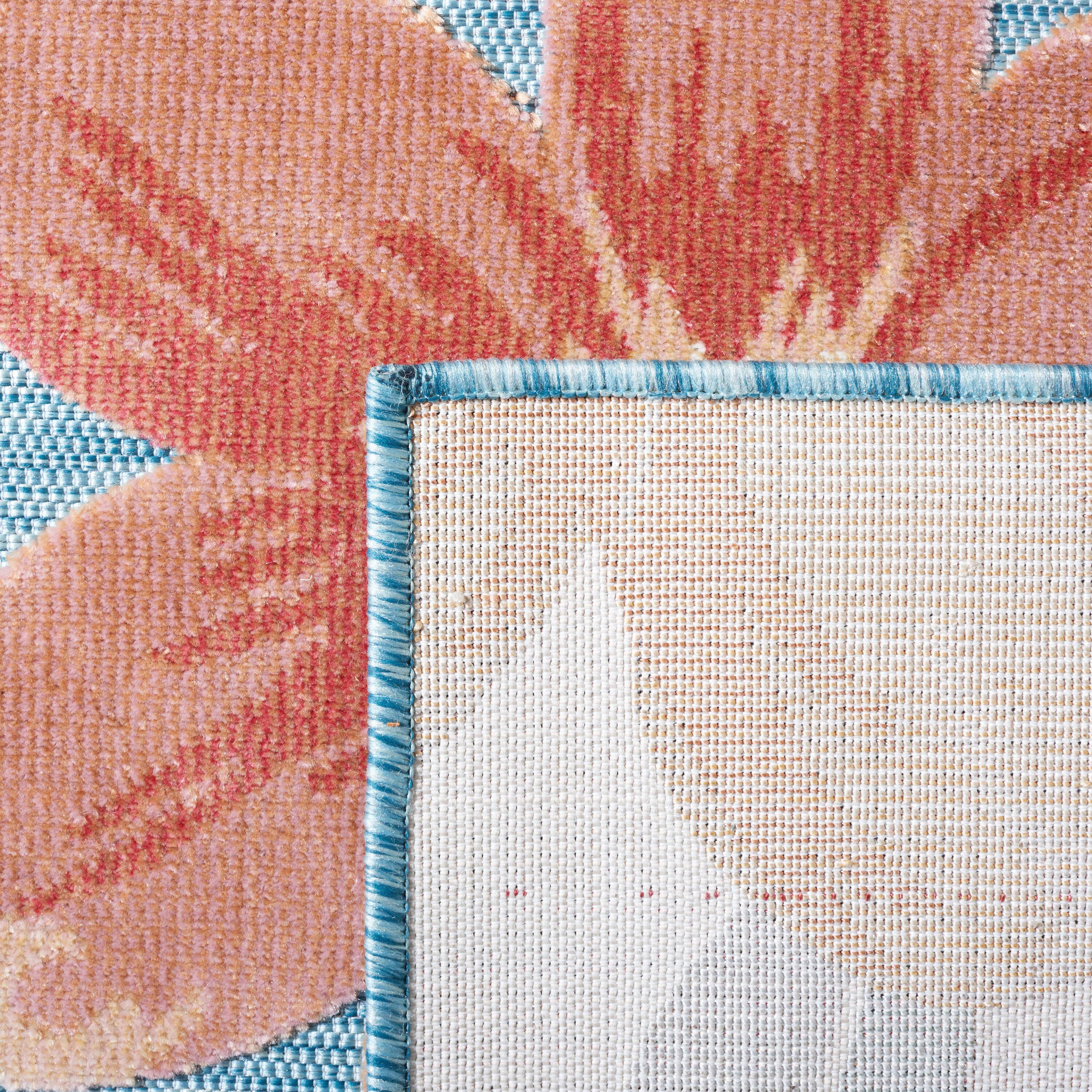 Cabana CBN454 Loomed Indoor/Outdoor Area Rug - Aqua/Rust - 4'x6' - Safavieh
