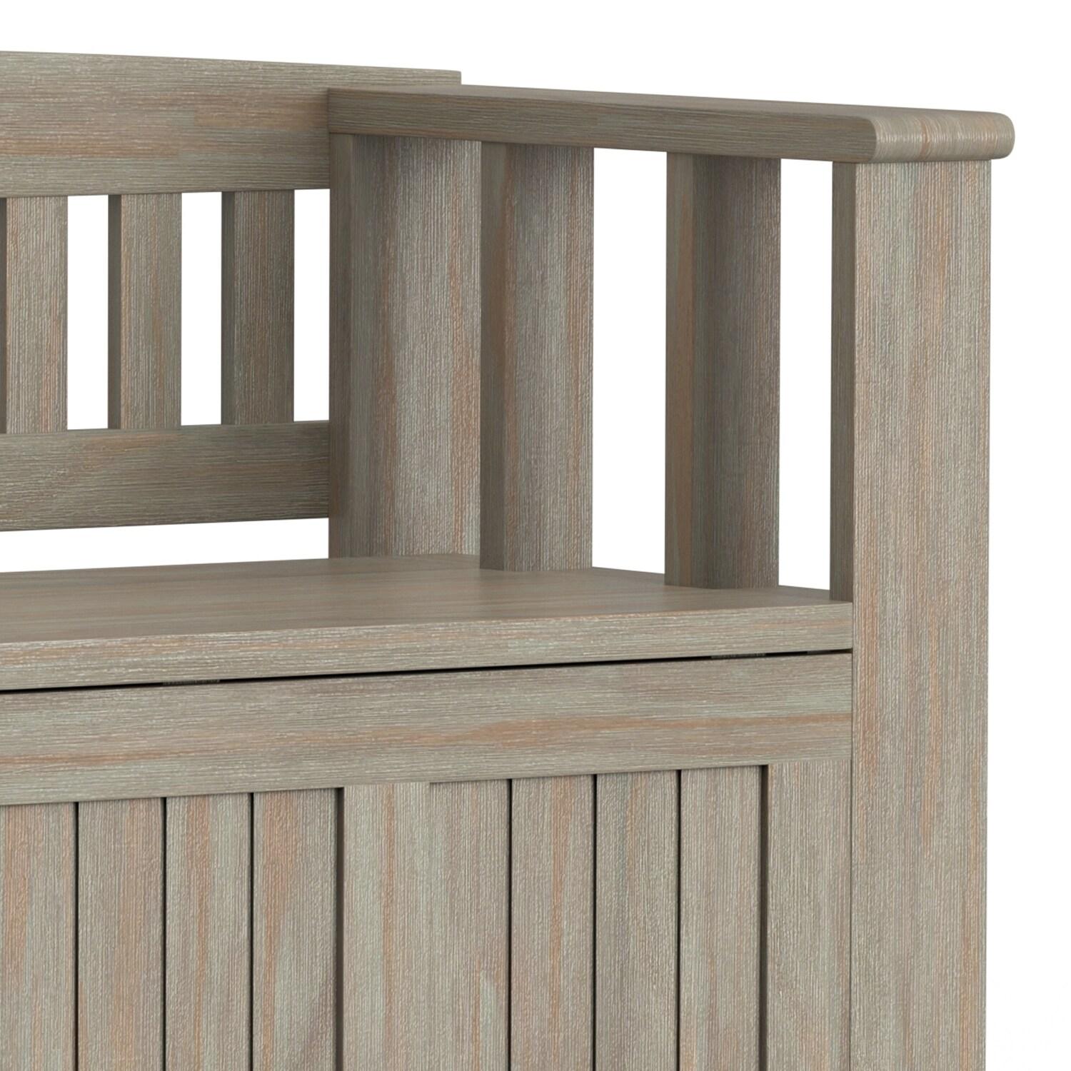 Simpli Home Acadian Solid Wood Entryway Storage Bench with Lift-Top Lid and Dual Compartments