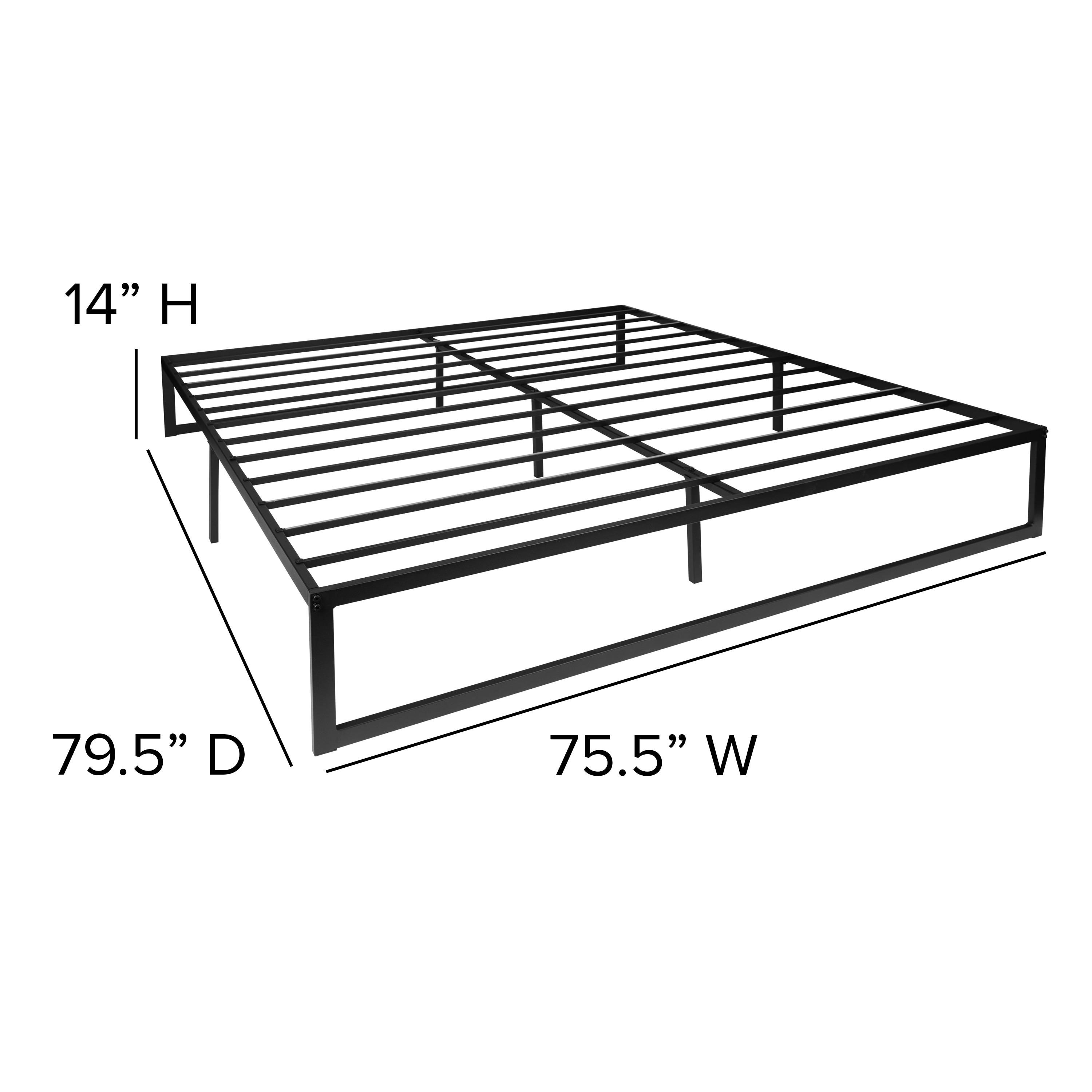 Flash Furniture Modern Steel Platform Bed Frame, Black, King