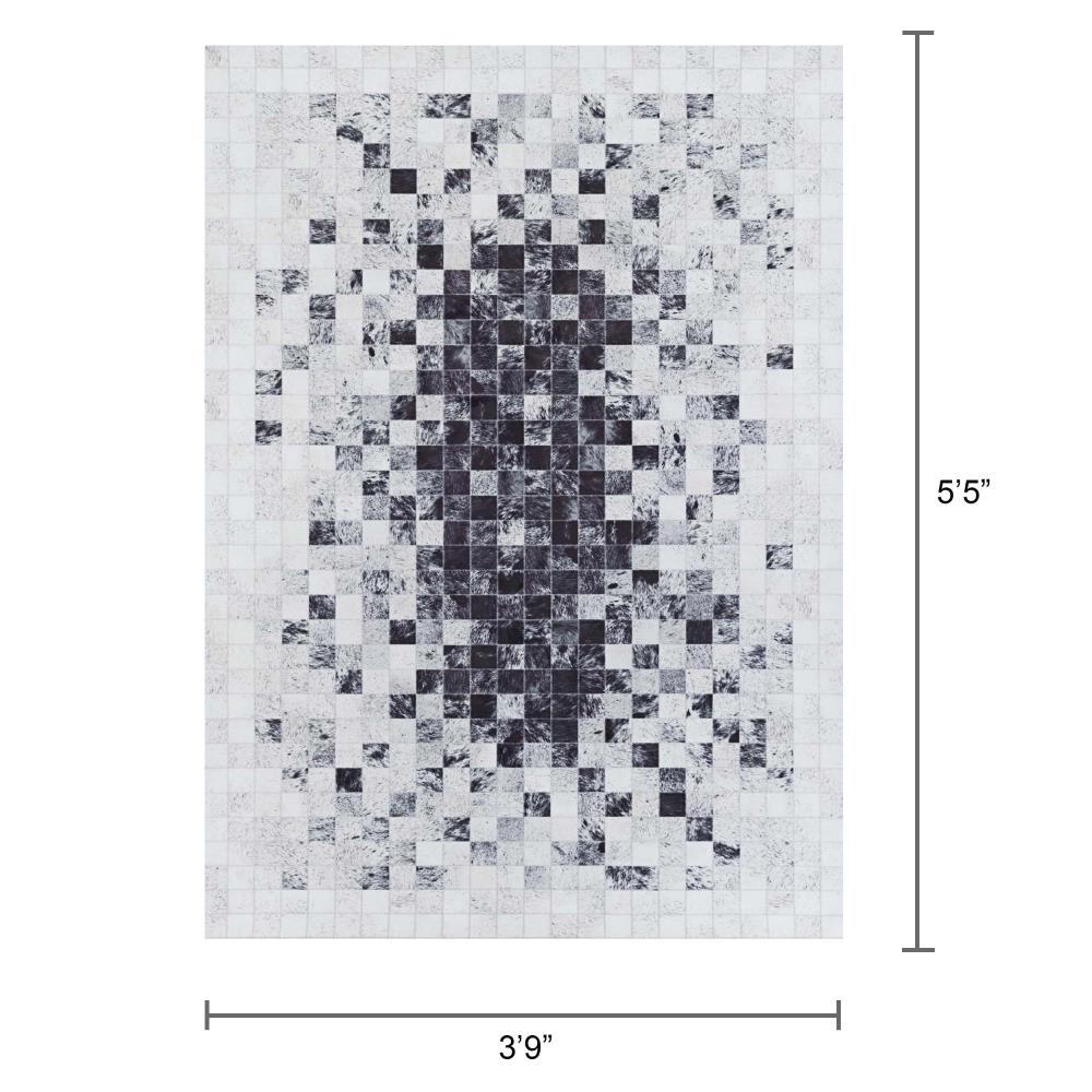 Couristan Prairie Hygee Blocks Coal-Ice Caps Printed Faux Cowhide Area Rug 