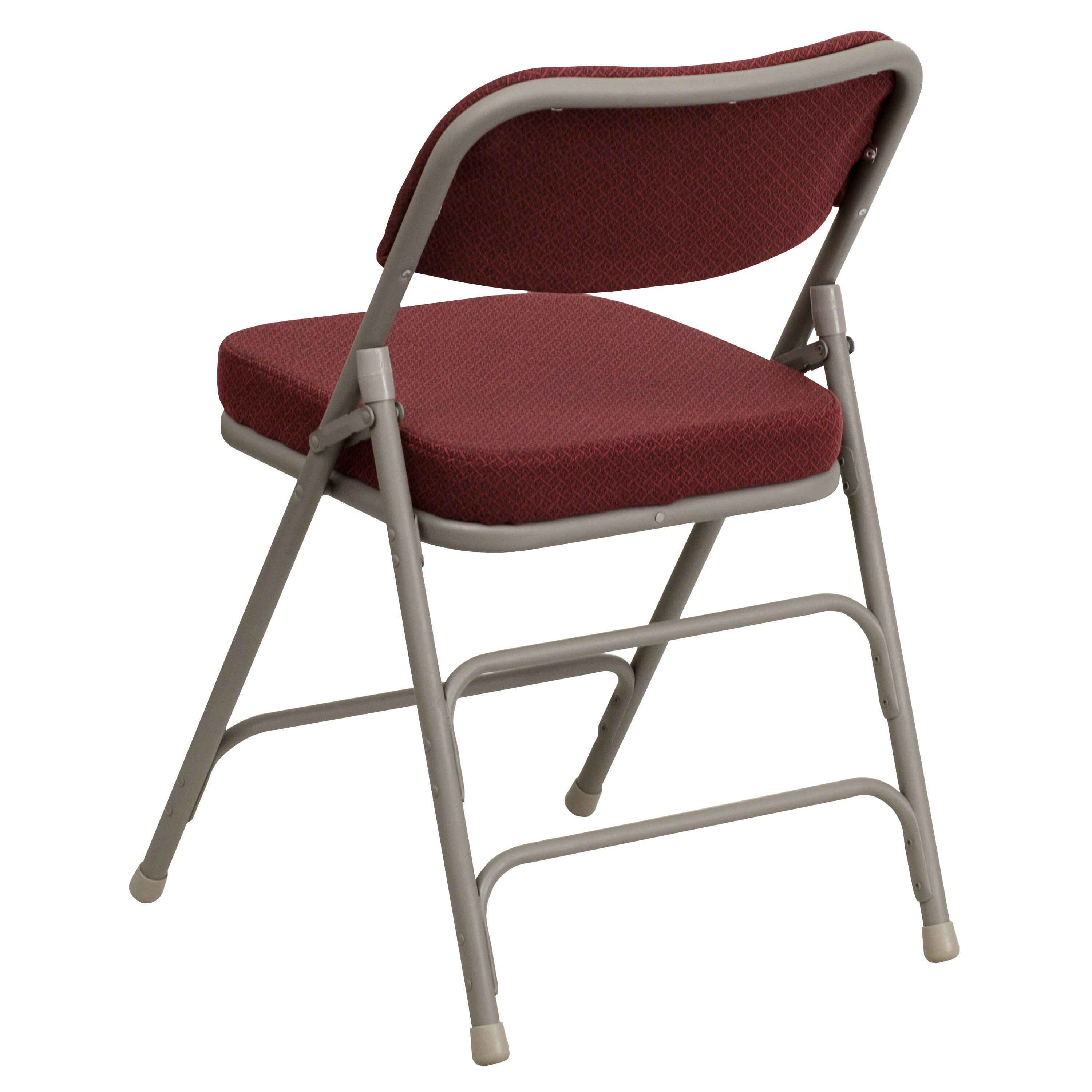 Flash Furniture 2 Pack HERCULES Series Premium Curved Triple Braced & Double Hinged Burgundy Fabric Metal Folding Chair