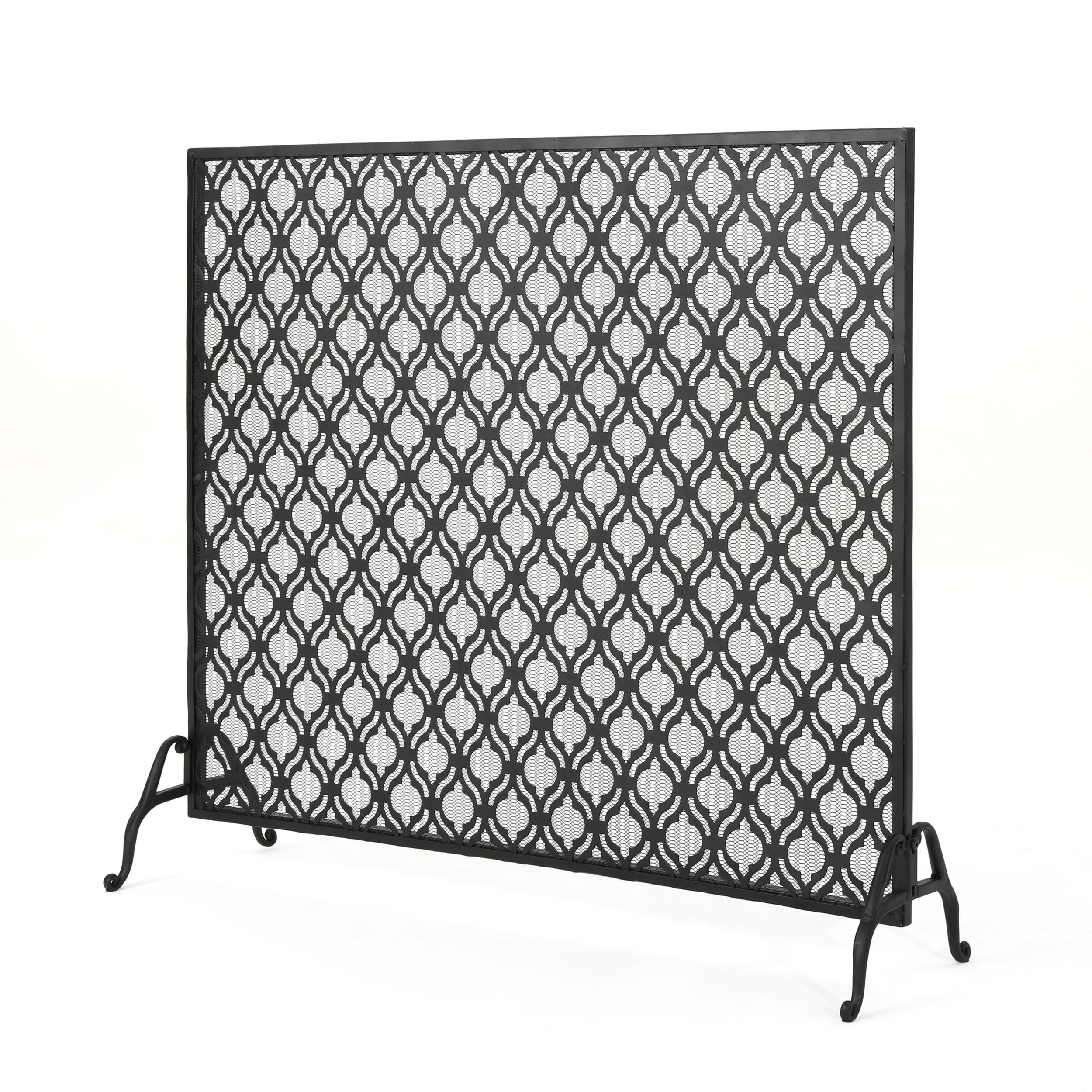 Fleur De Lis Living Tennison 1 Panel Iron Fireplace Screen