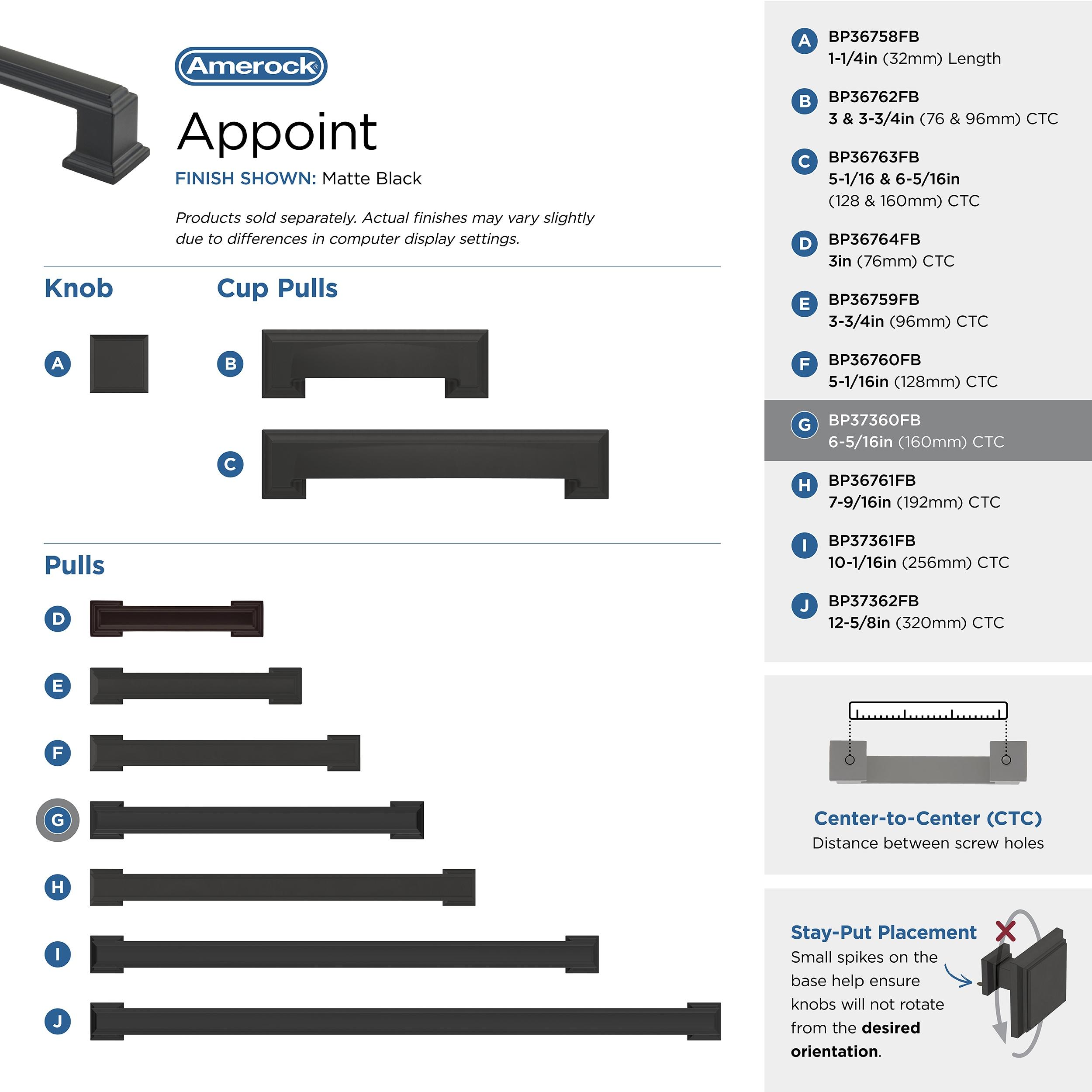 Appoint 6-5/16 in (160 mm) Center-to-Center Cabinet Pull