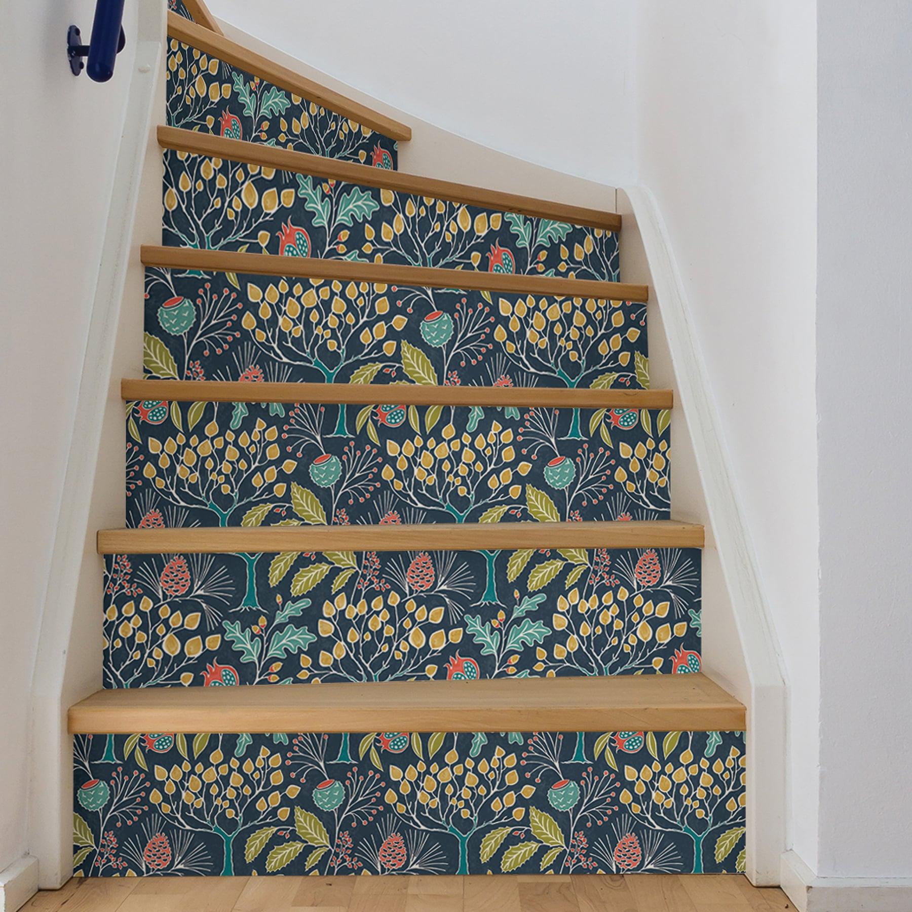 NuWallpaper Groovy Garden Navy Vinyl Peel And Stick Wallpaper, 216-in by 20.5-in, 30.75 Sq. ft. 1 count