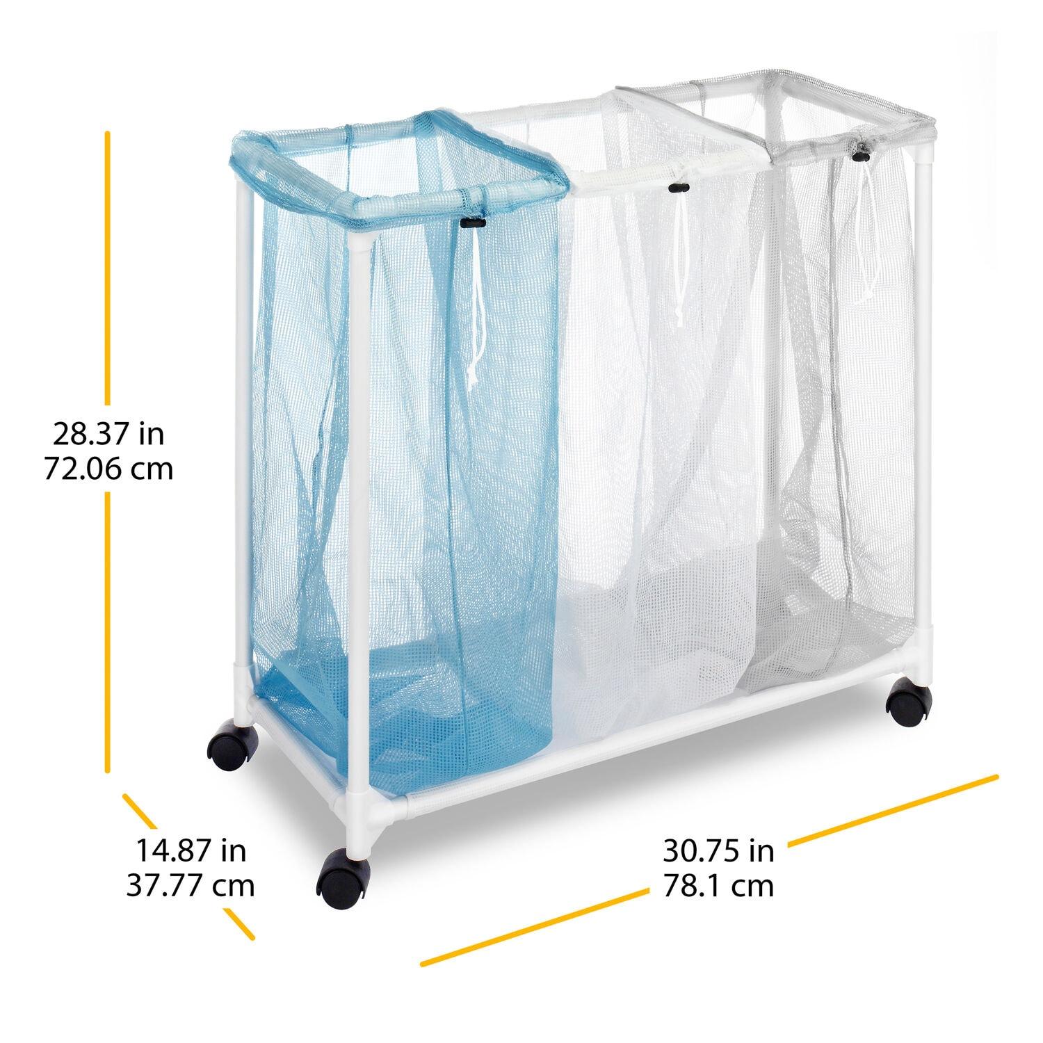 Whitmor Triple Mesh Bag Laundry Sorter, Clear and Blue, Adult