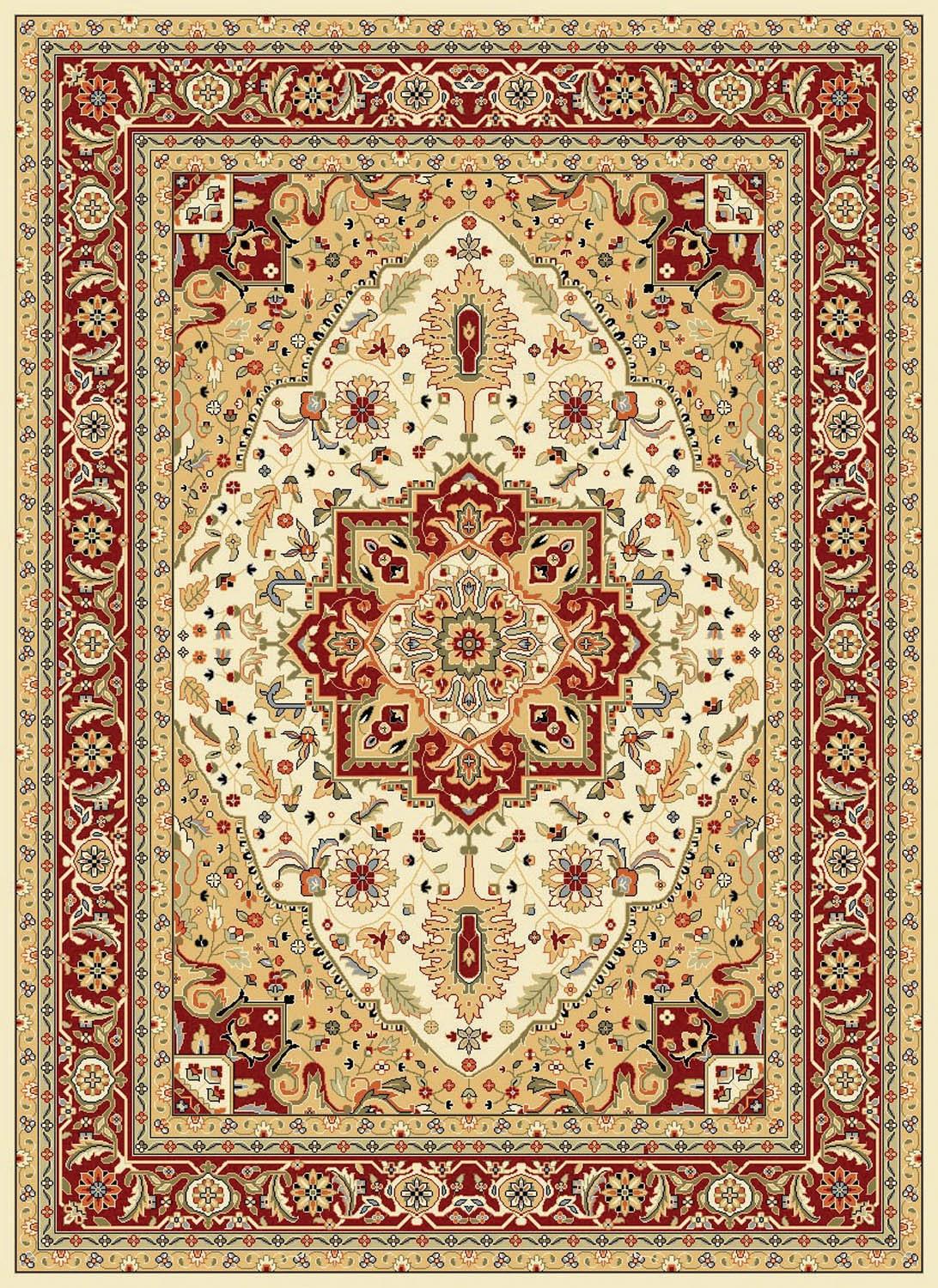 SAFAVIEH Lyndhurst Miranda Traditional Bordered Area Rug, Ivory/Red, 10' x 14'