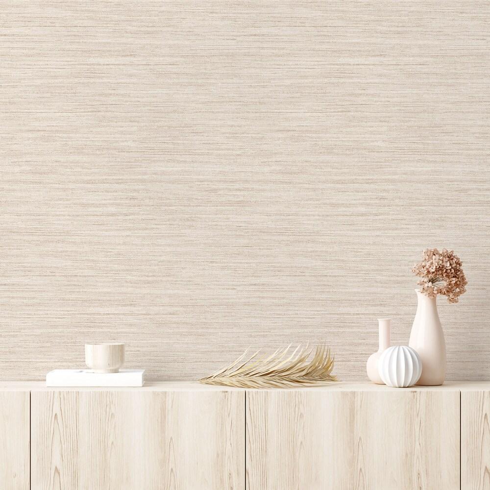 Tempaper & Co.® Faux Horizontal Grasscloth Removable Peel and Stick Wallpaper, Textured Ecru, 28 sq. ft.: Vinyl, Prepasted, Abstract Pattern