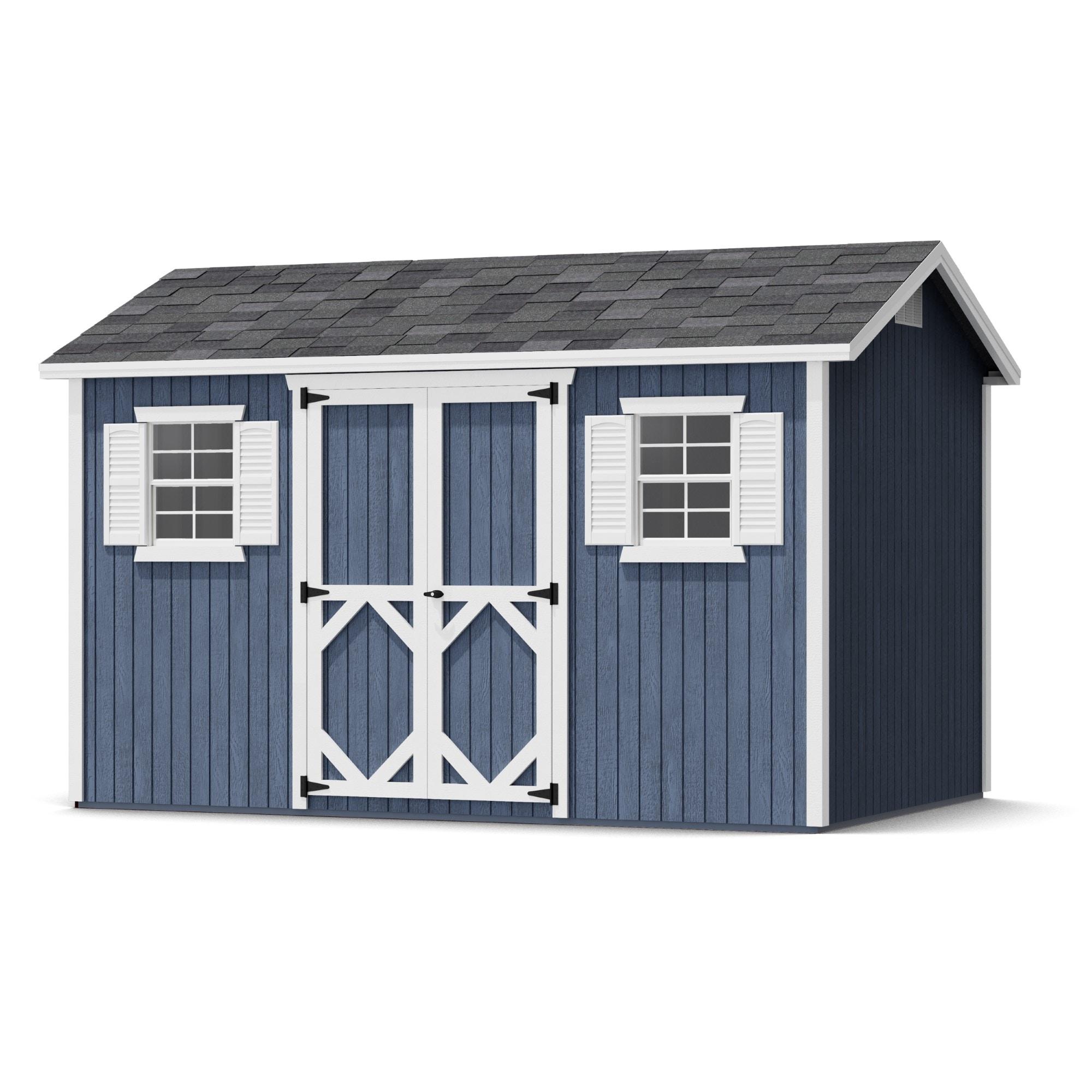 Little Cottage Co. 8x12 Classic Workshop Shed with Operable Windows and Floor, Outdoor Wood Storage Do-It-Yourself Precut Kit