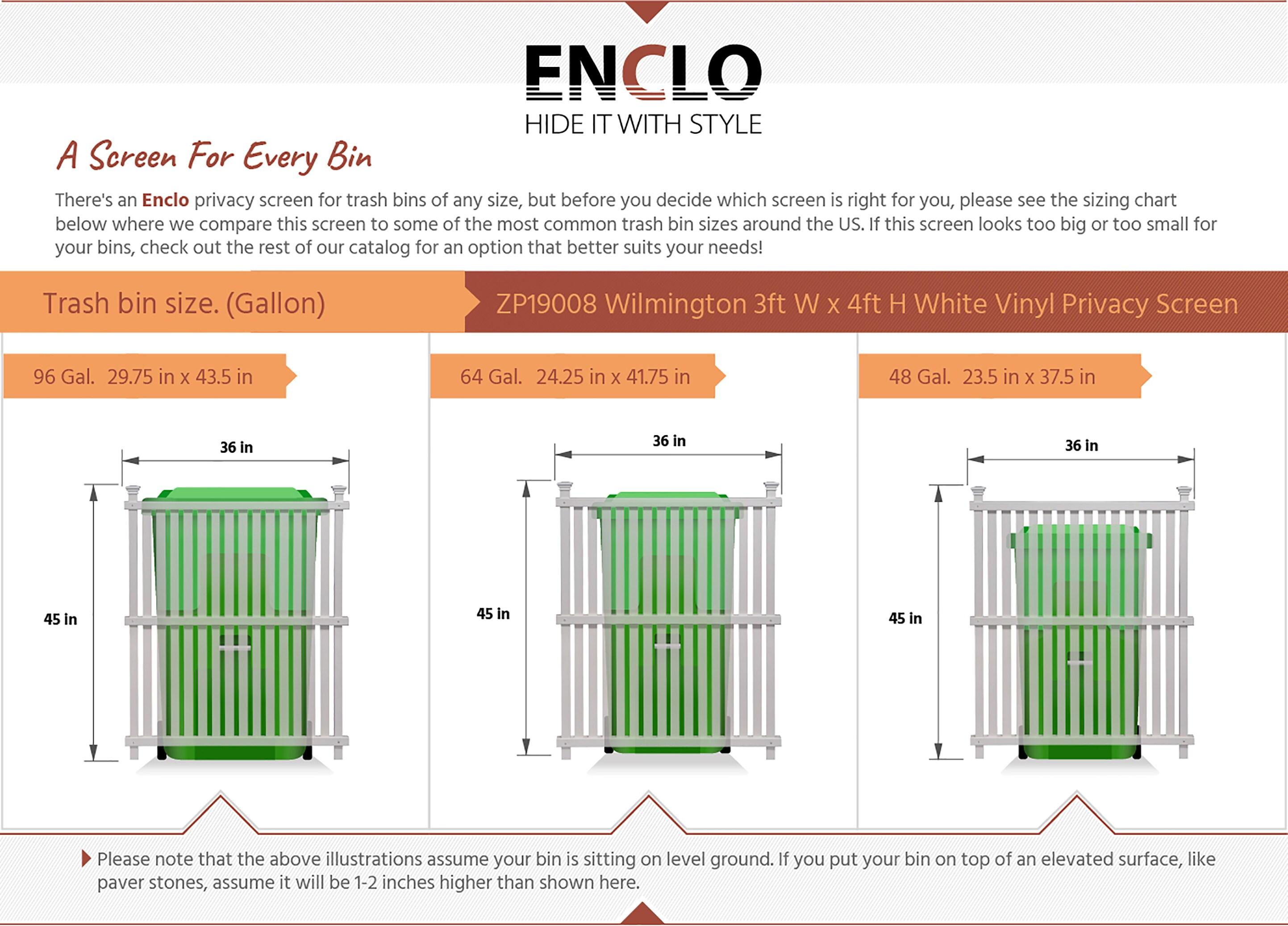 Enclo 45.5in H x 36.5in W (2 Panels) No Dig Enclo Wilmington White Vinyl Privacy Screen, Outdoor Privacy Panels, Trash Can Enclosure, Air Conditioner Fence, Pool Equipment Enclosure, ZP19008