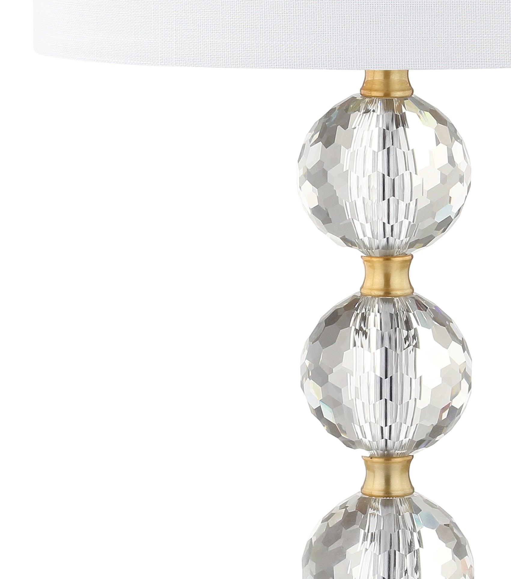 Ashley 25.25" Crystal LED Table Lamp, Clear/Brass