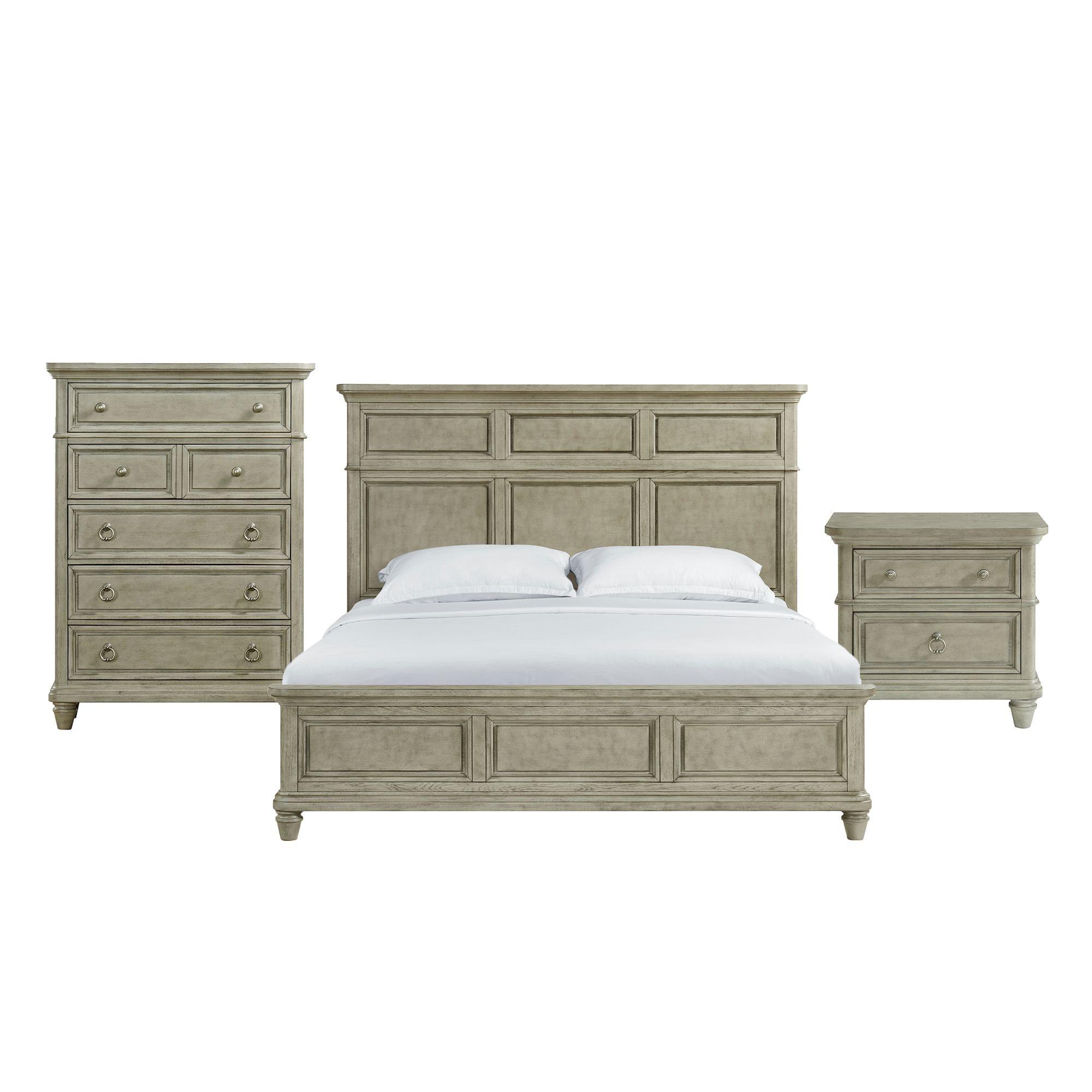 Picket House Furnishings Emiko Panel 3PC Bedroom Set In Light Grey