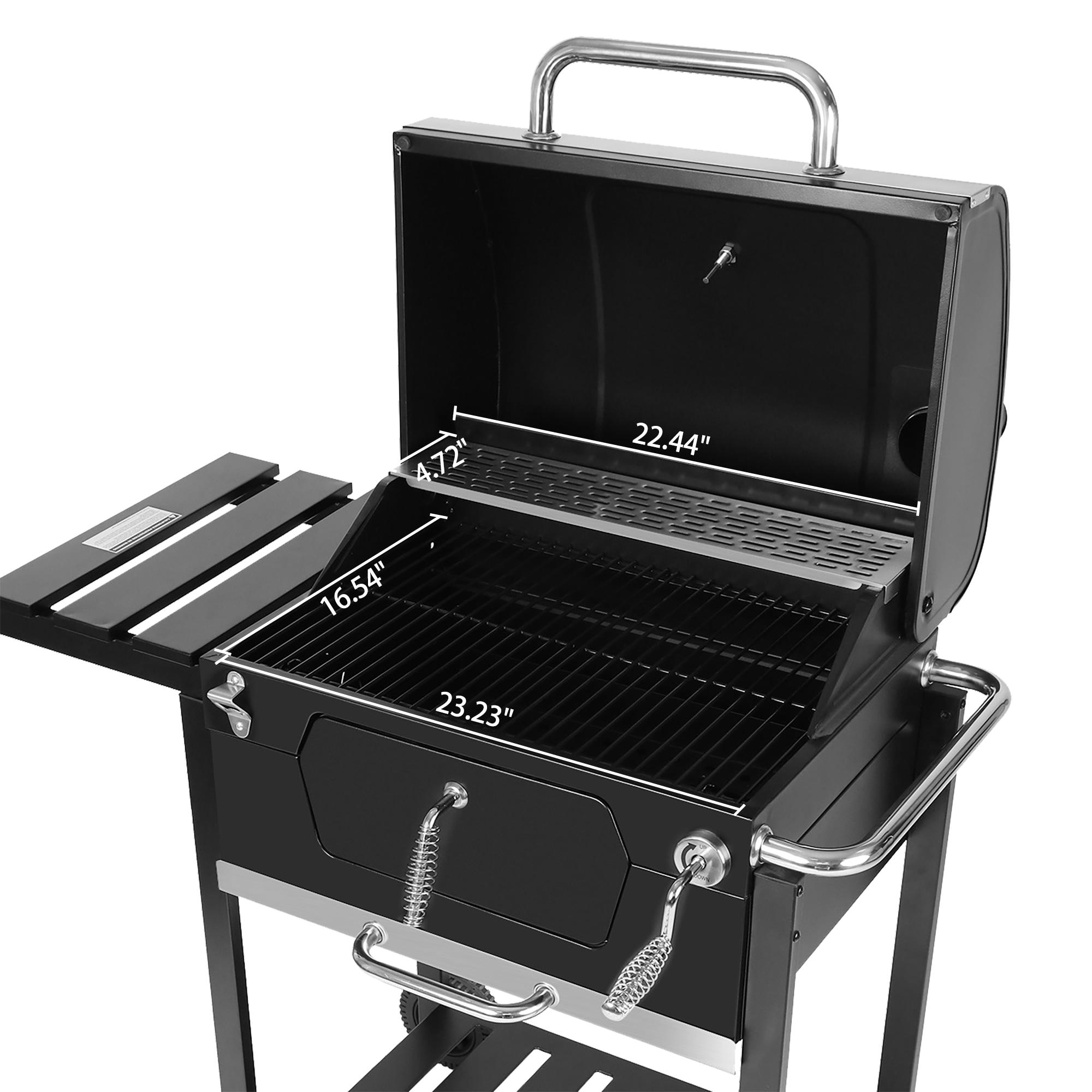 Royal Gourmet 24" Barrel Charcoal Grill with Side Table