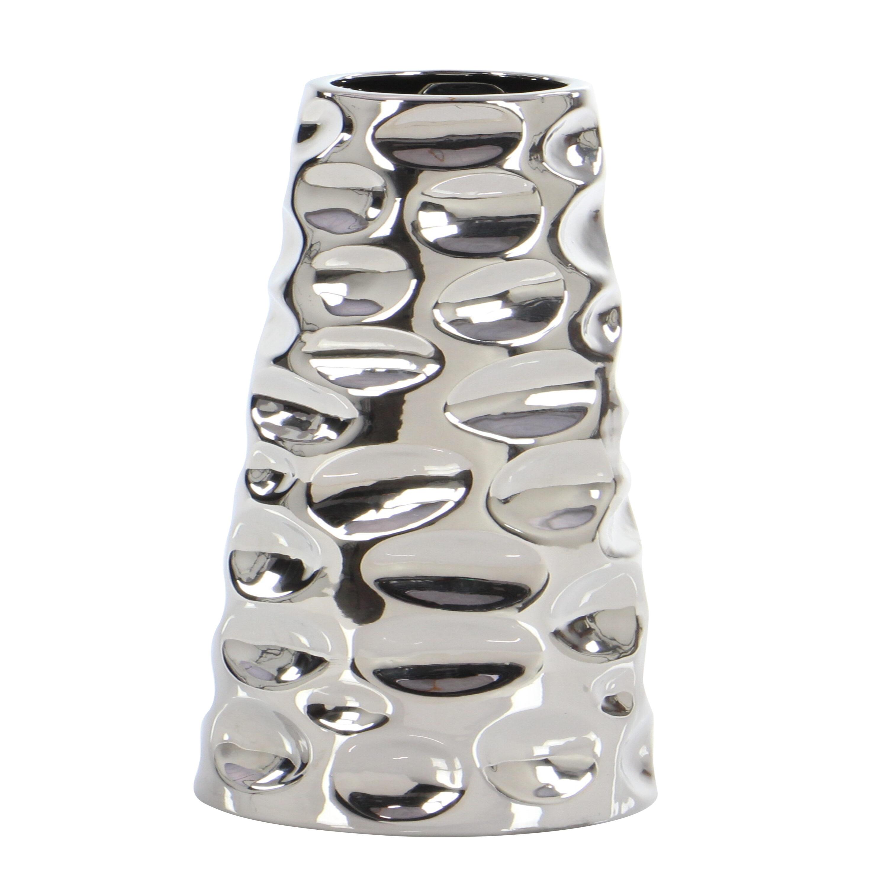 Meltham Ceramic Cone Decorative Vase with Concaved Bubble Texture