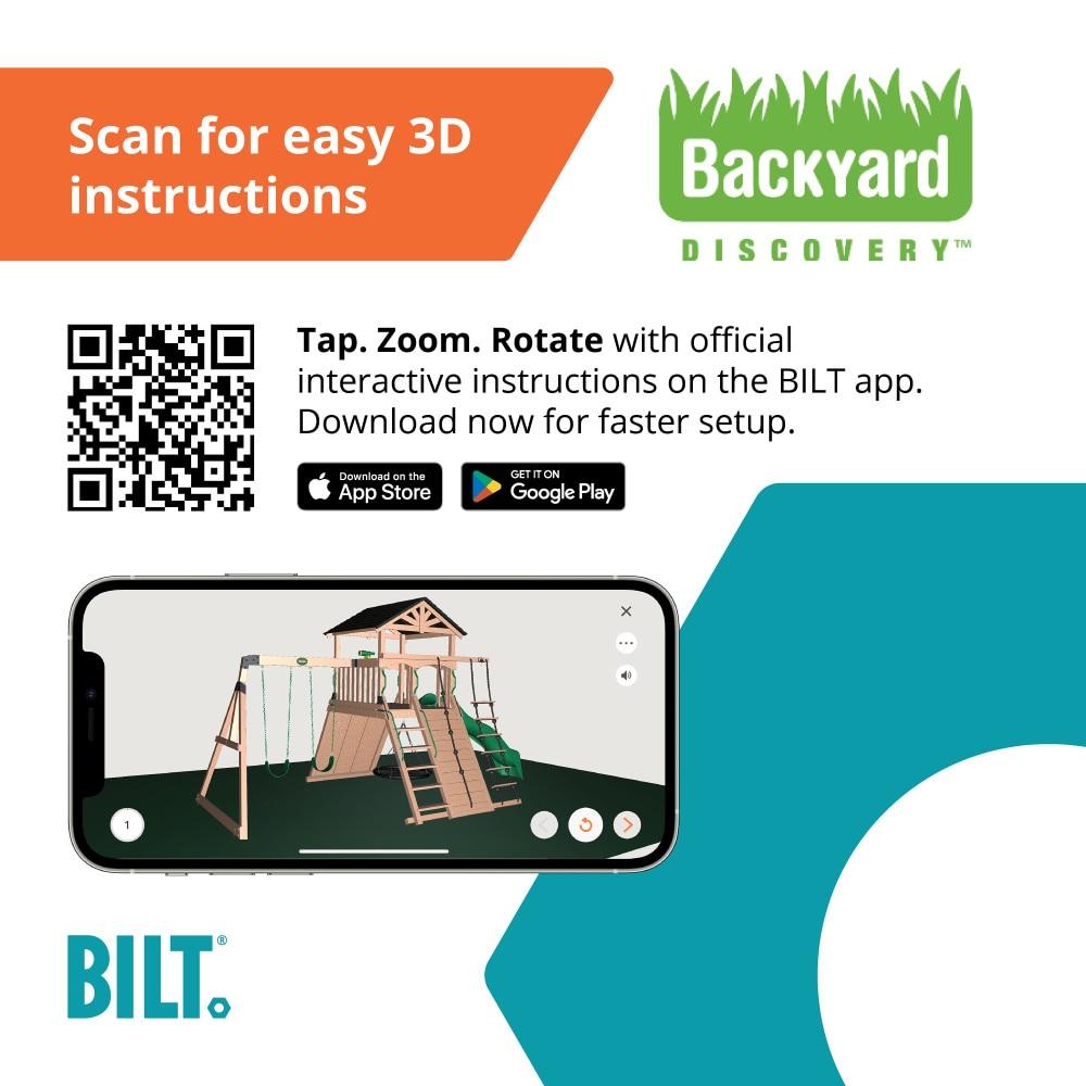 Backyard Discovery Endeavor Cedar Wood Swing Set, Slide, Play Deck, Rock Wall, Rope Ladder