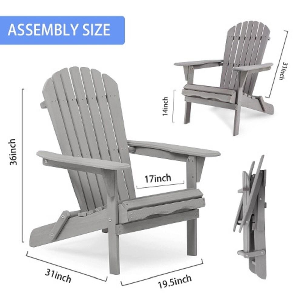 Triple Tree Wood Adirondack Folding Chairs - Set of 2, Gray