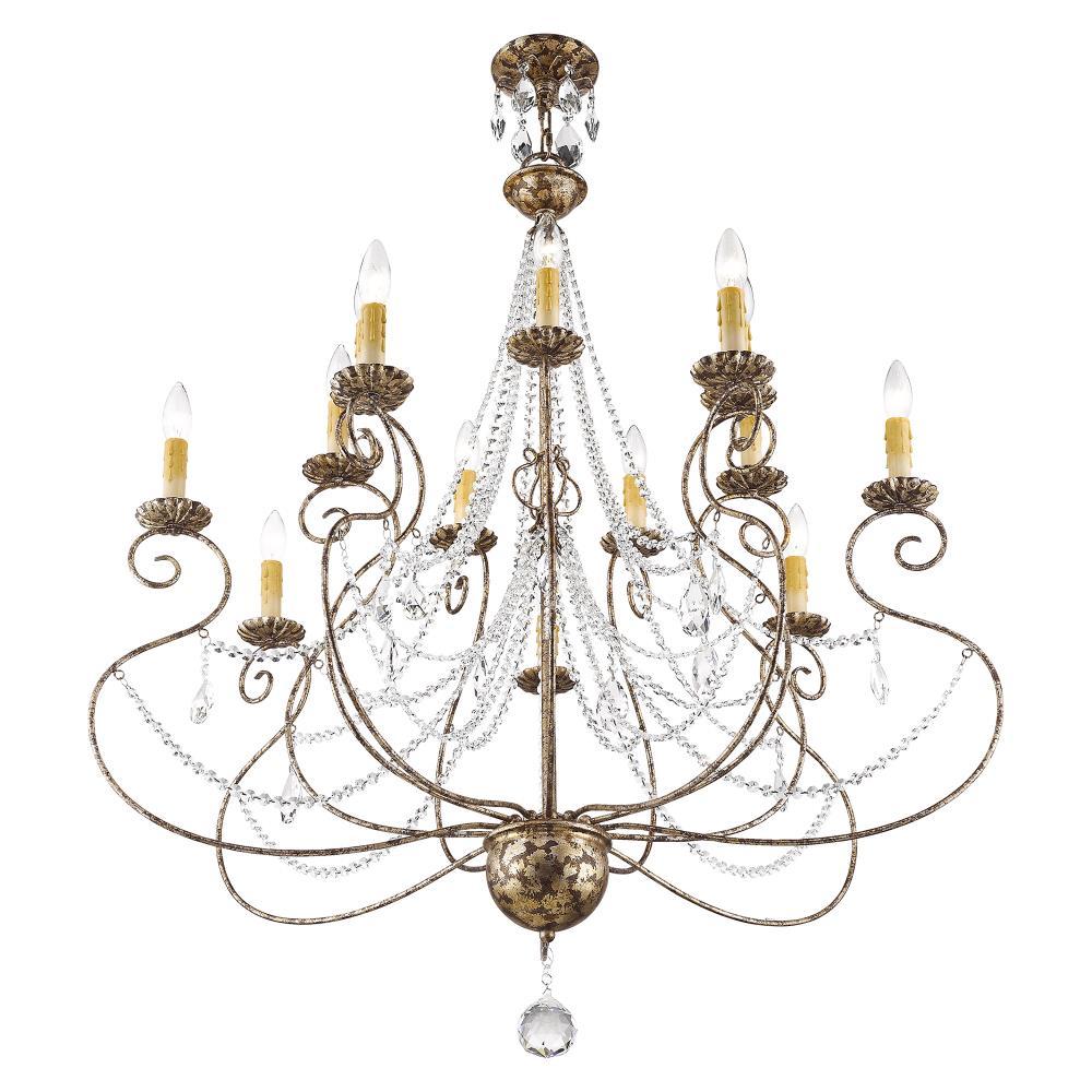 Isabella European Bronze 14-Light Crystal Chandelier
