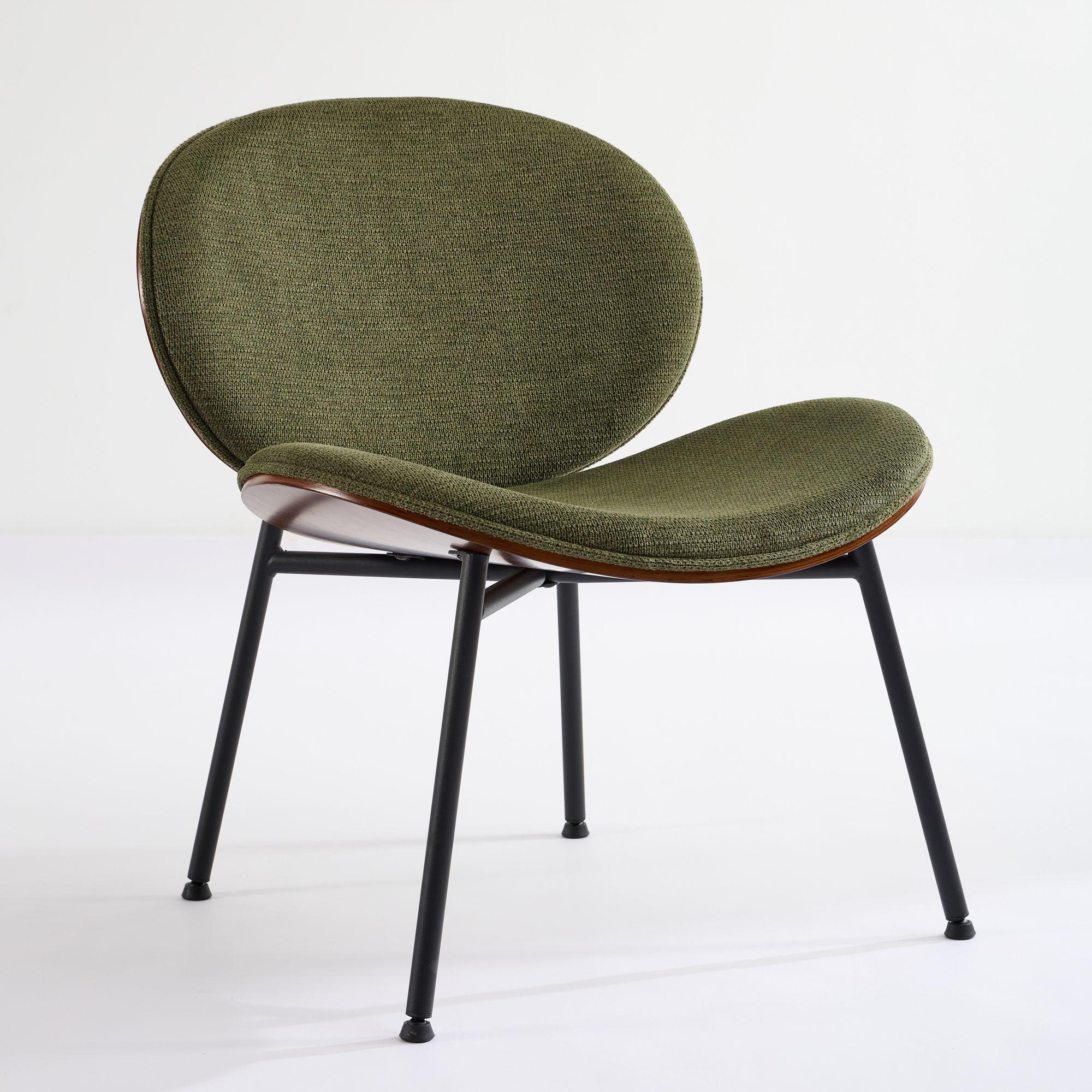 Farm on table Mid-Century Modern Chair Single Side Chair Tripod,bean paste pink fabric Lounge Chair in Walnut Finish Comfortable Backrest,Bean Paste Red color,SW1871PR