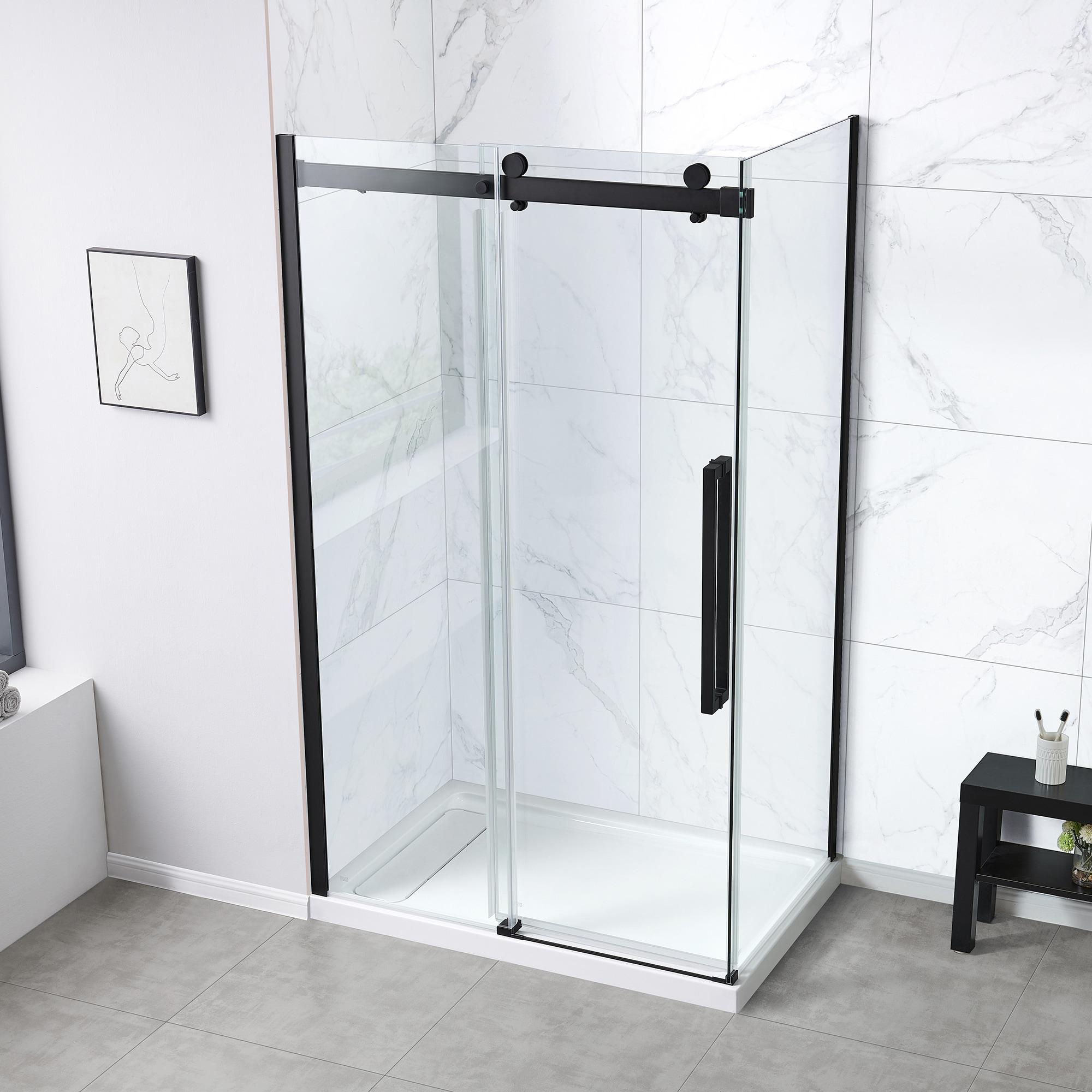 OVE Decors Bel Soft Close Stainless Steel 3-Piece 32-in x 48-in x 81-in Base/Door Corner Shower Kit
