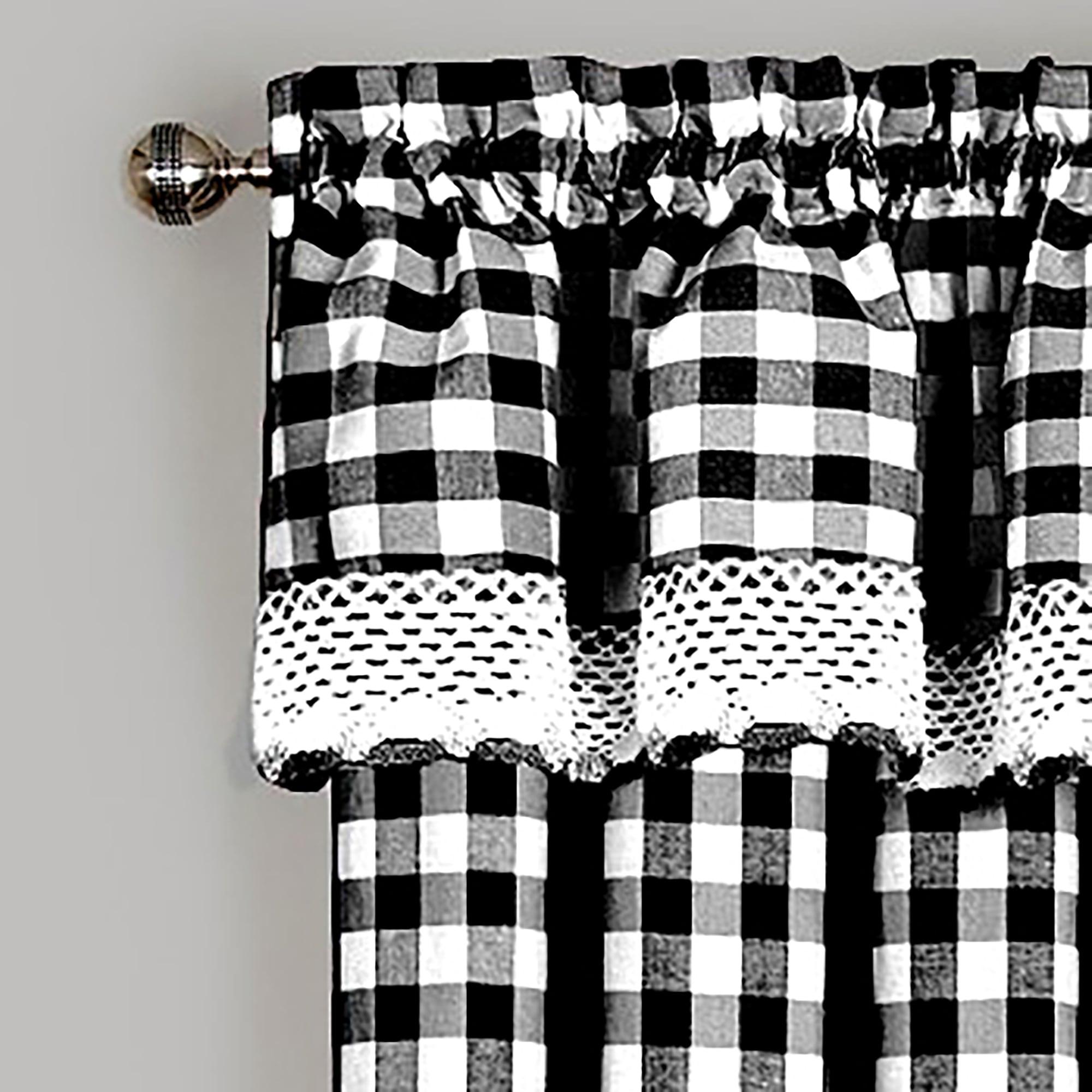 Achim Buffalo Check Window Curtain Panel, 42 inches x 84 inches, Black