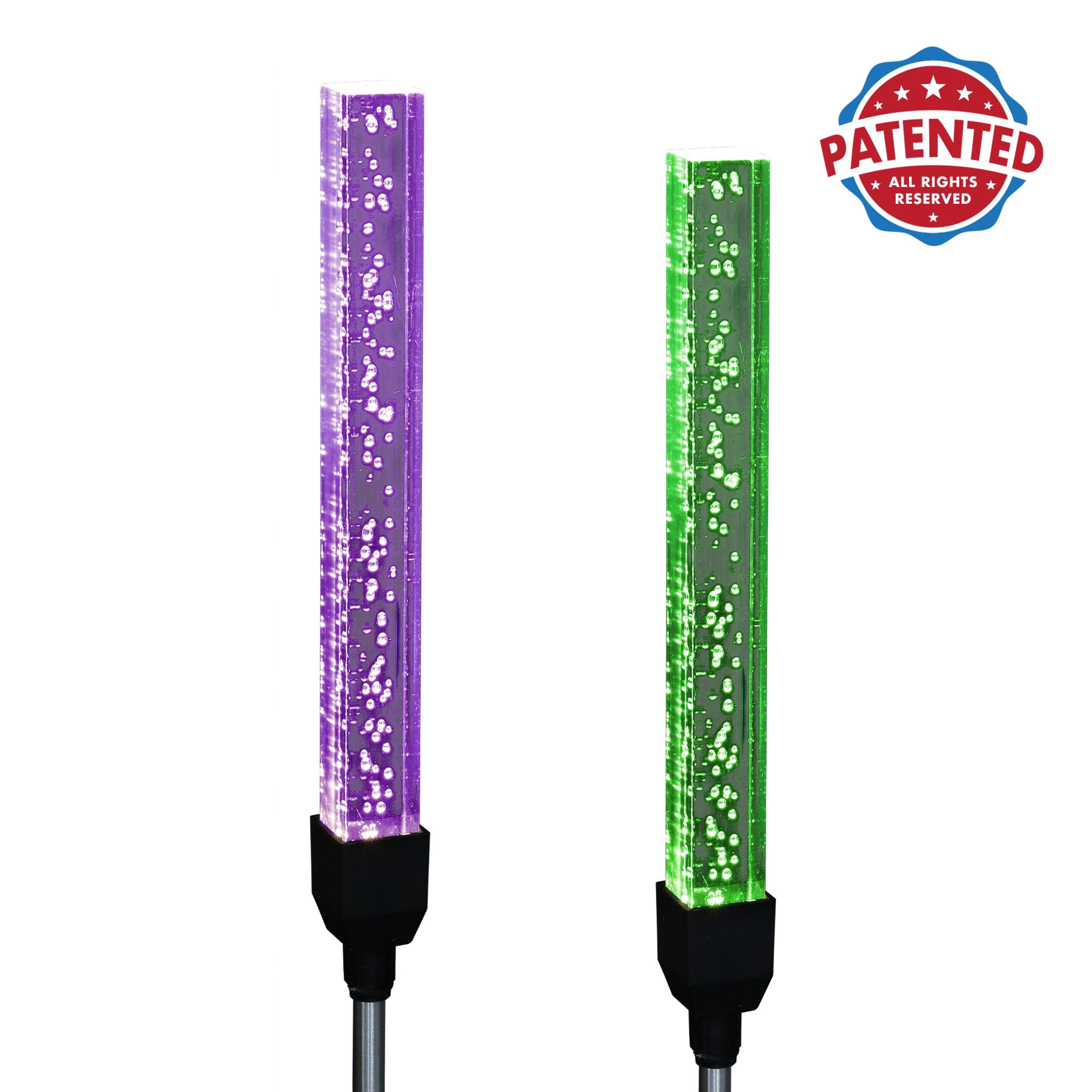 Exhart Solar Suspended Bubble Acrylic Square Garden Stakes with Color Changing LEDs, 2 by 29.5 Inches (Set of 2)