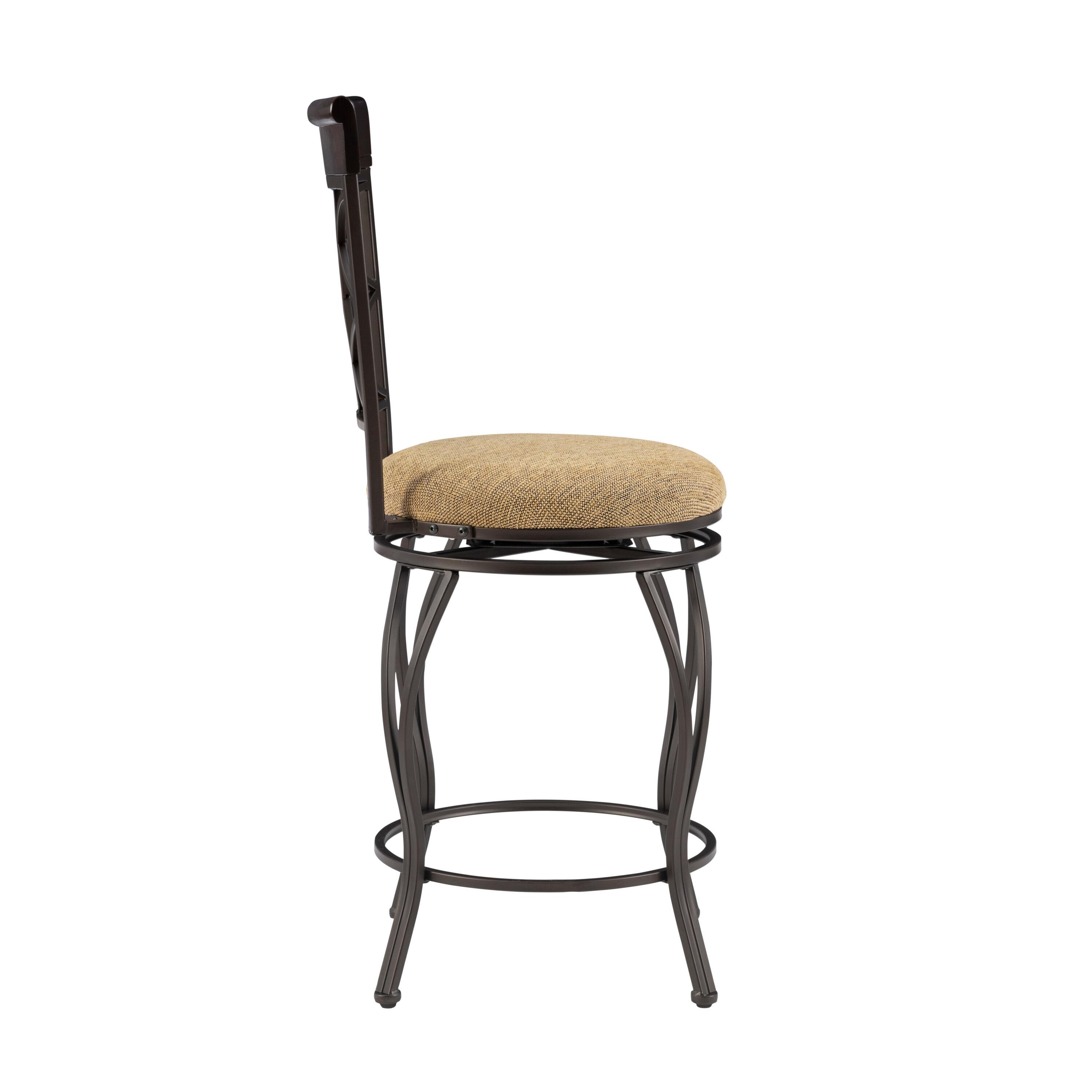 Linon Curves Counter Bar Stool, Metallic Brown, 24 inches Seat Height