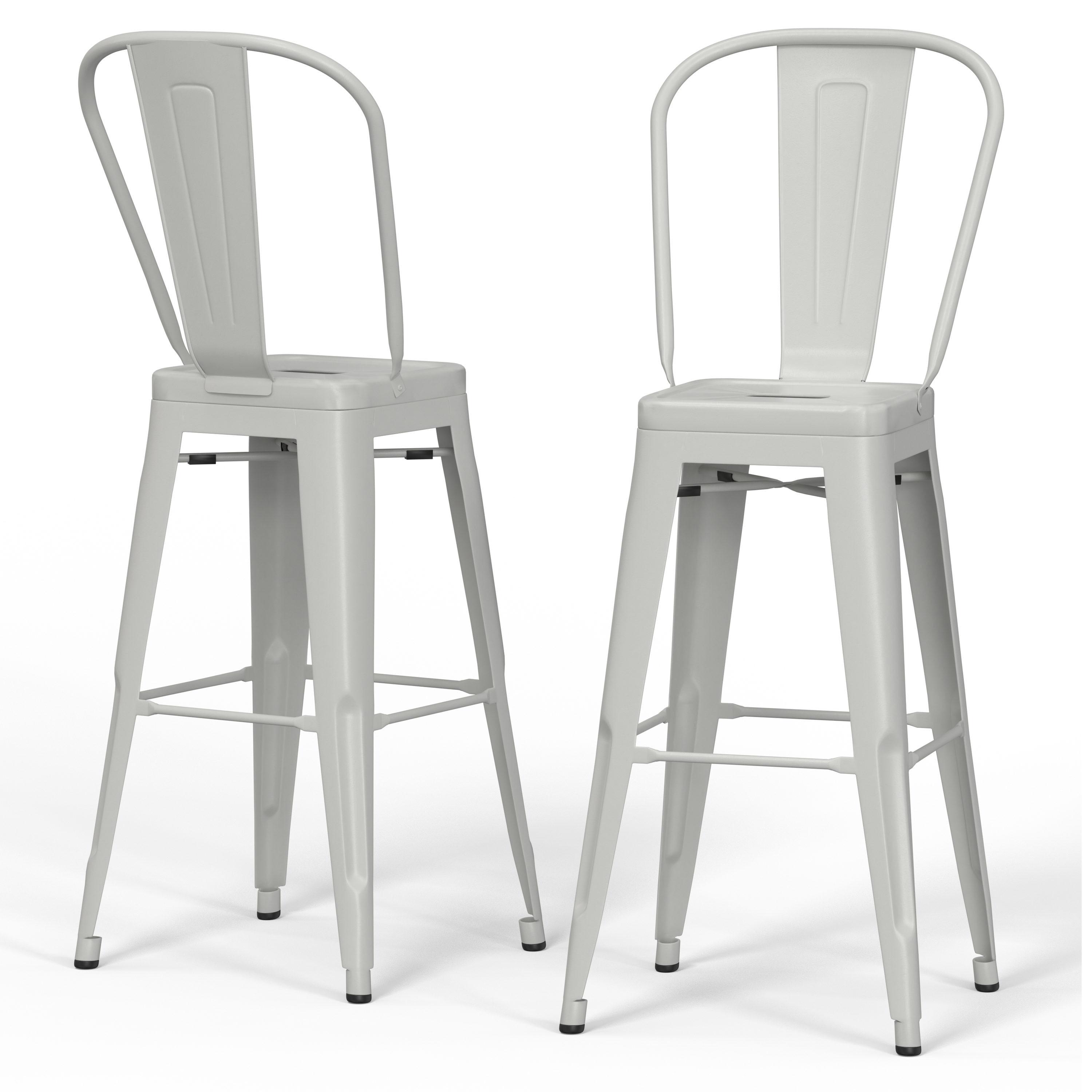 Simpli Home Fletcher Metal Contemporary Stools with Brace Support (Set of 2)