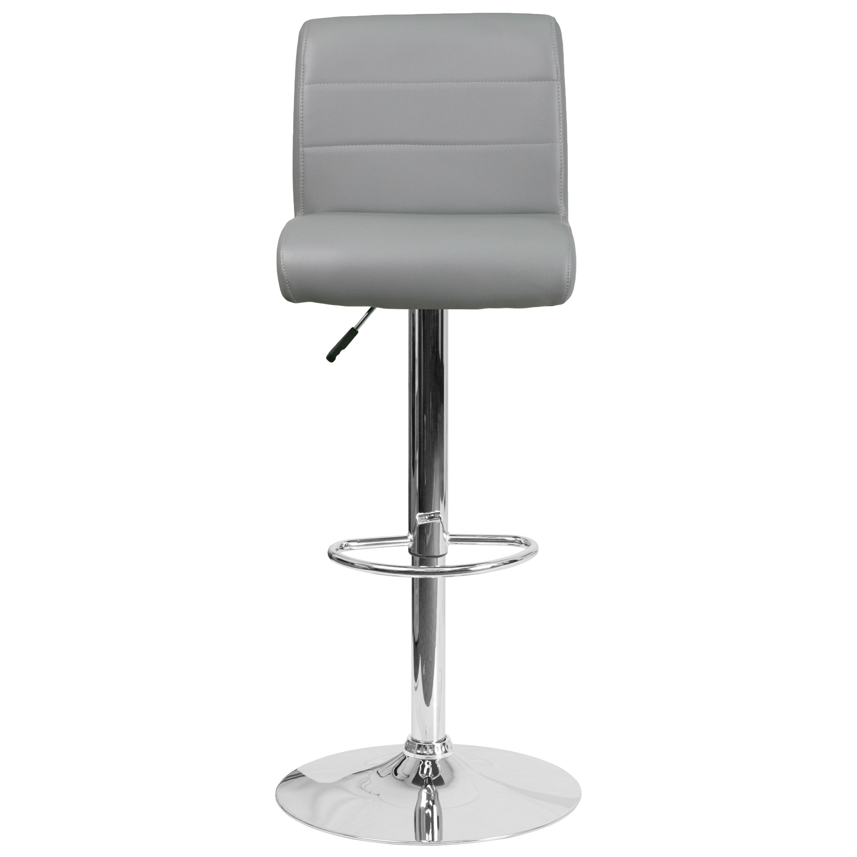 Flash Furniture Contemporary Vinyl Adjustable Height Barstool with Rolled Seat and Chrome Base