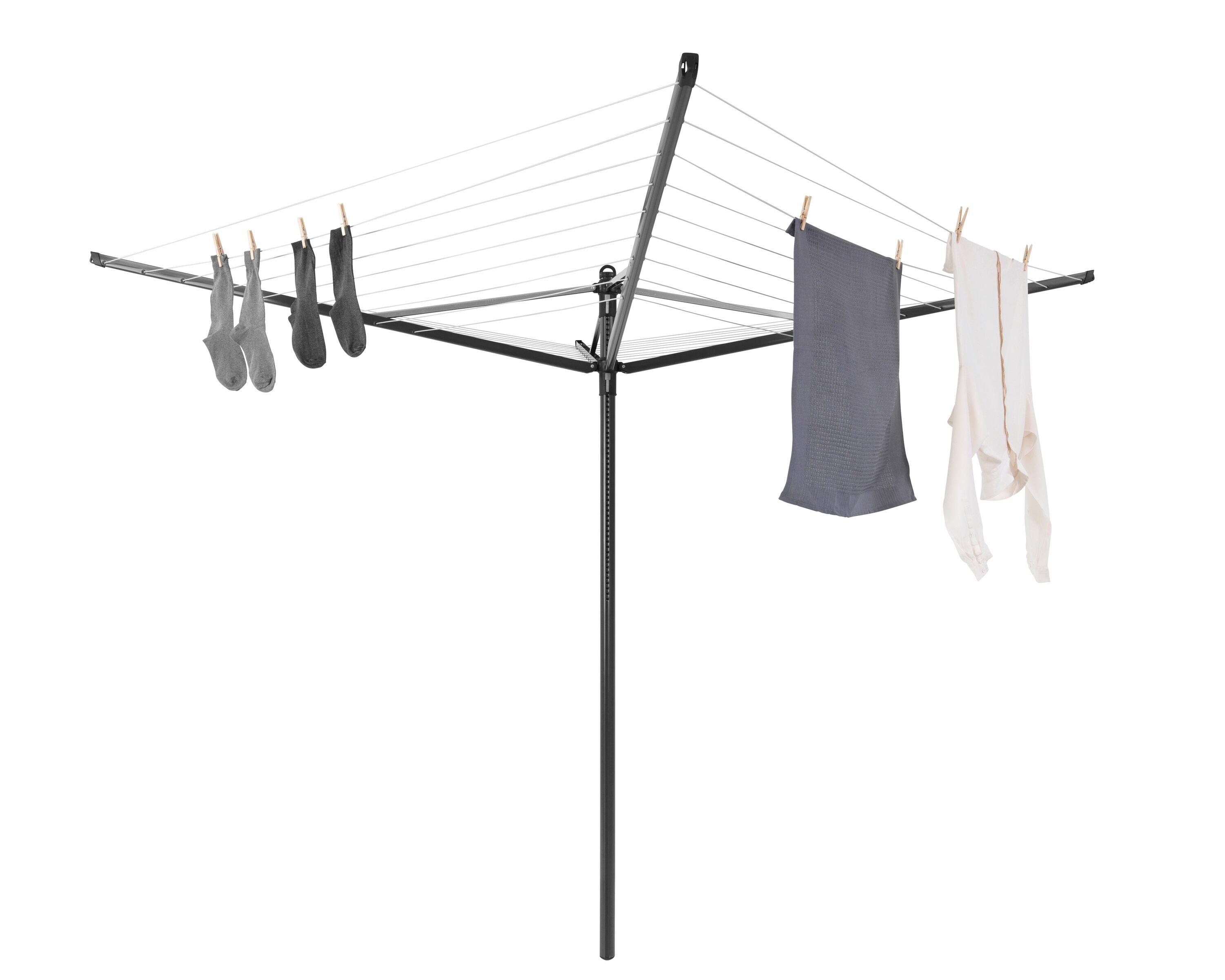 Anthracite Height Adjustable Steel Outdoor Rotary Clothesline with Cover and Clothespins