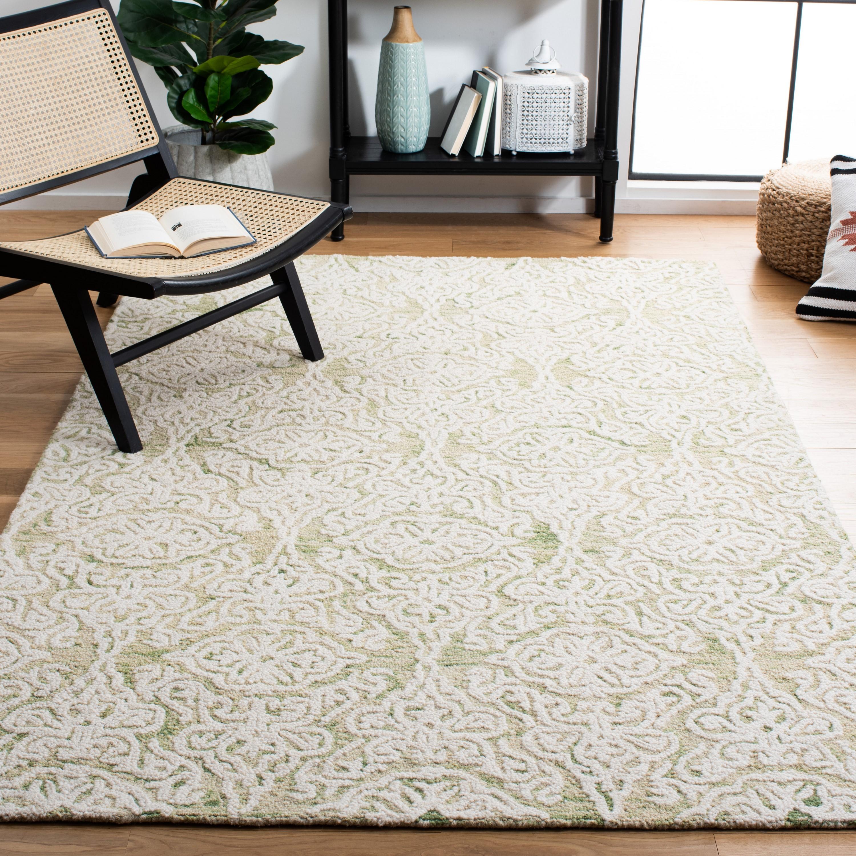 Blossom BLM112 Hand Tufted Indoor Area Rug - Light Green/Ivory - 4'x6' - Safavieh