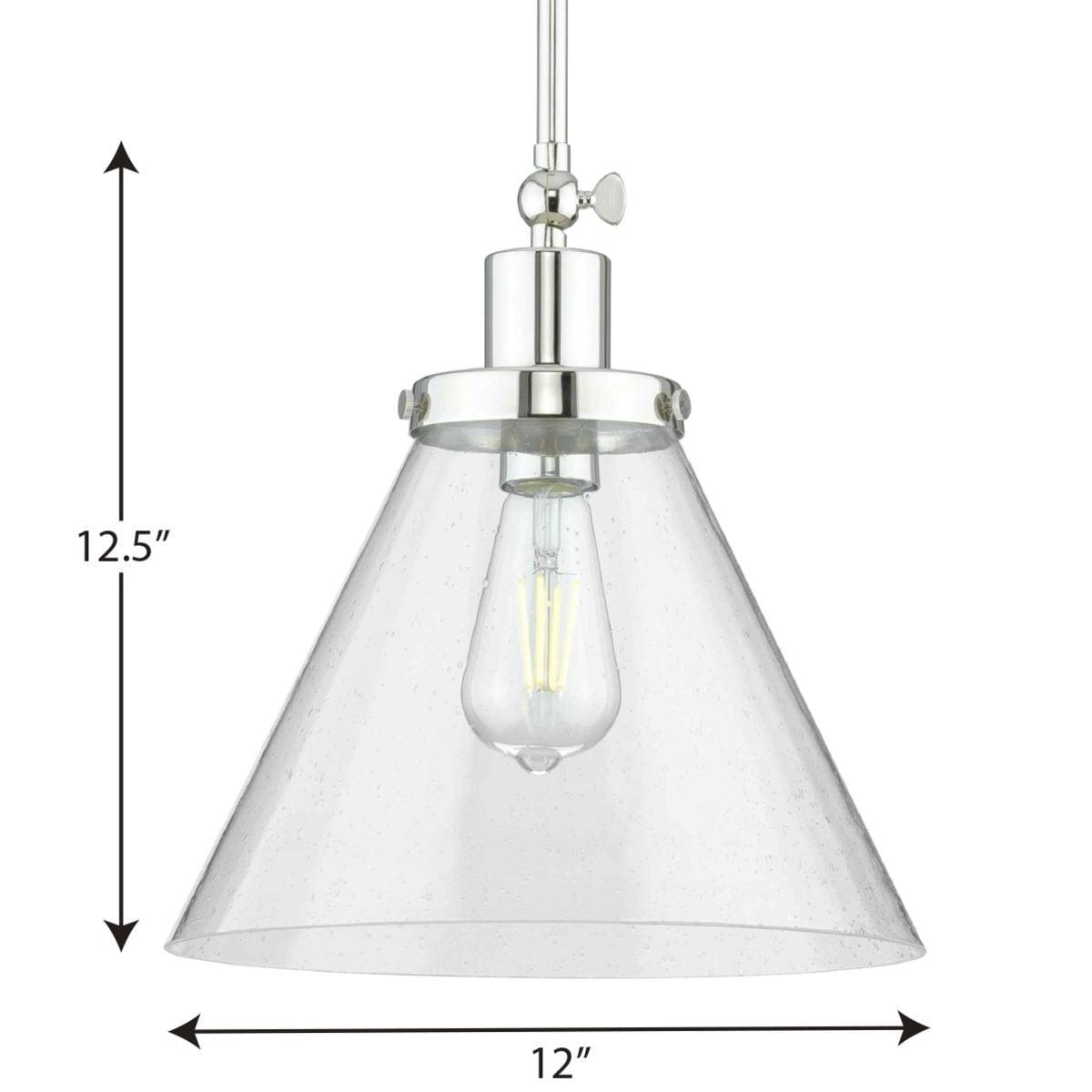 Progress Lighting Hinton 1-Light Industrial Pendant, Brushed Nickel, Seeded Glass Shade
