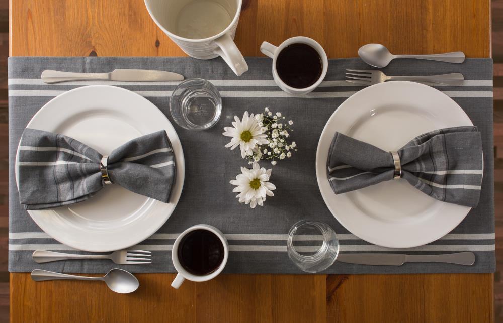 Design Imports  Gray French Stripe Table Runner 14X108