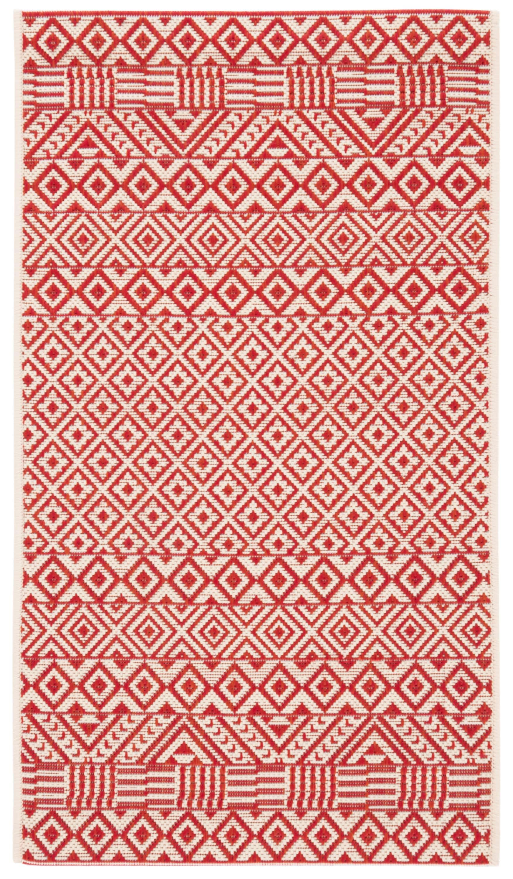 Courtyard CY6235 Power Loomed Indoor and Outdoor Accent Rug - Beige/Red - 2'x3'7" - Safavieh