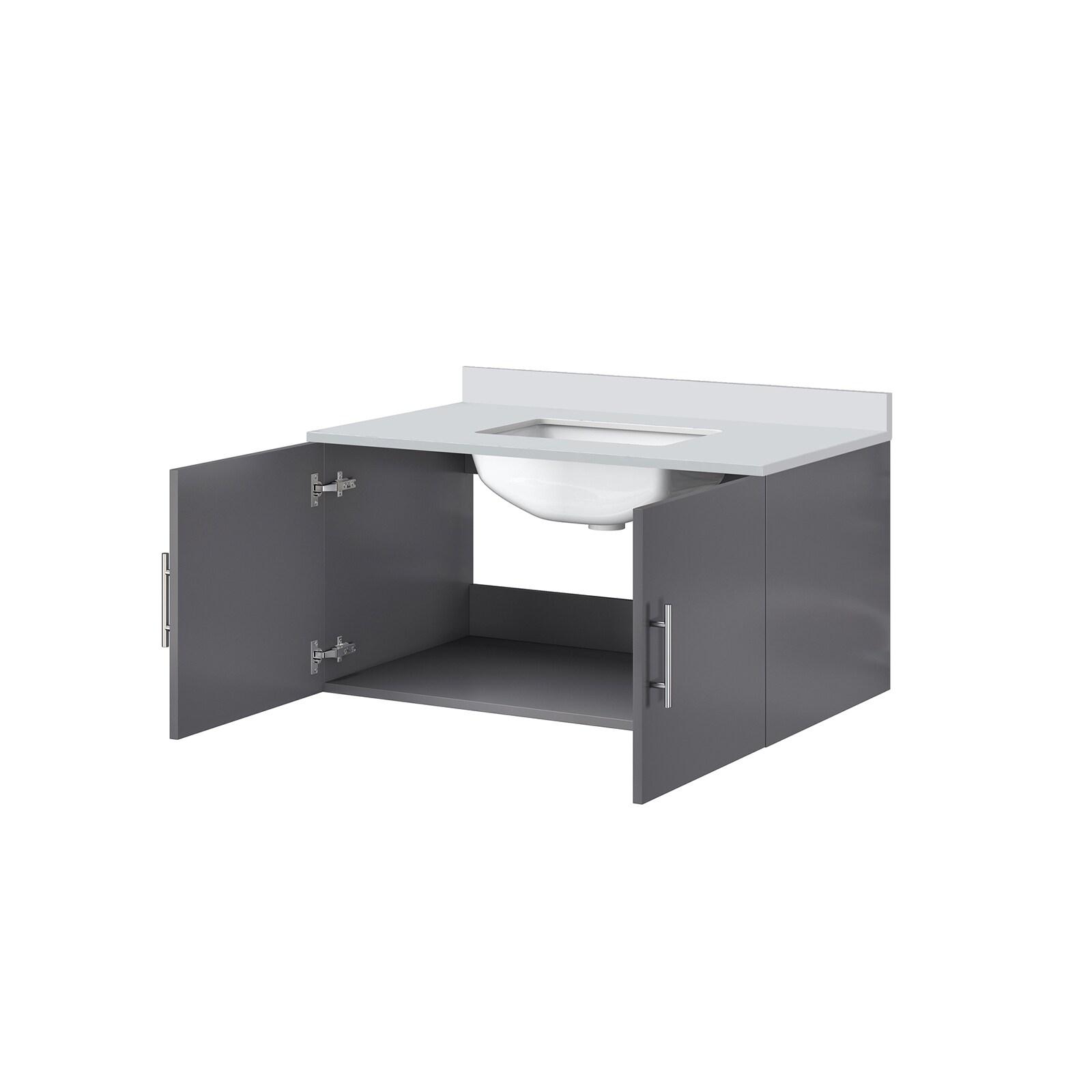 Geneva 36 in. W Dark Grey Bath Vanity and Cultured Marble Top