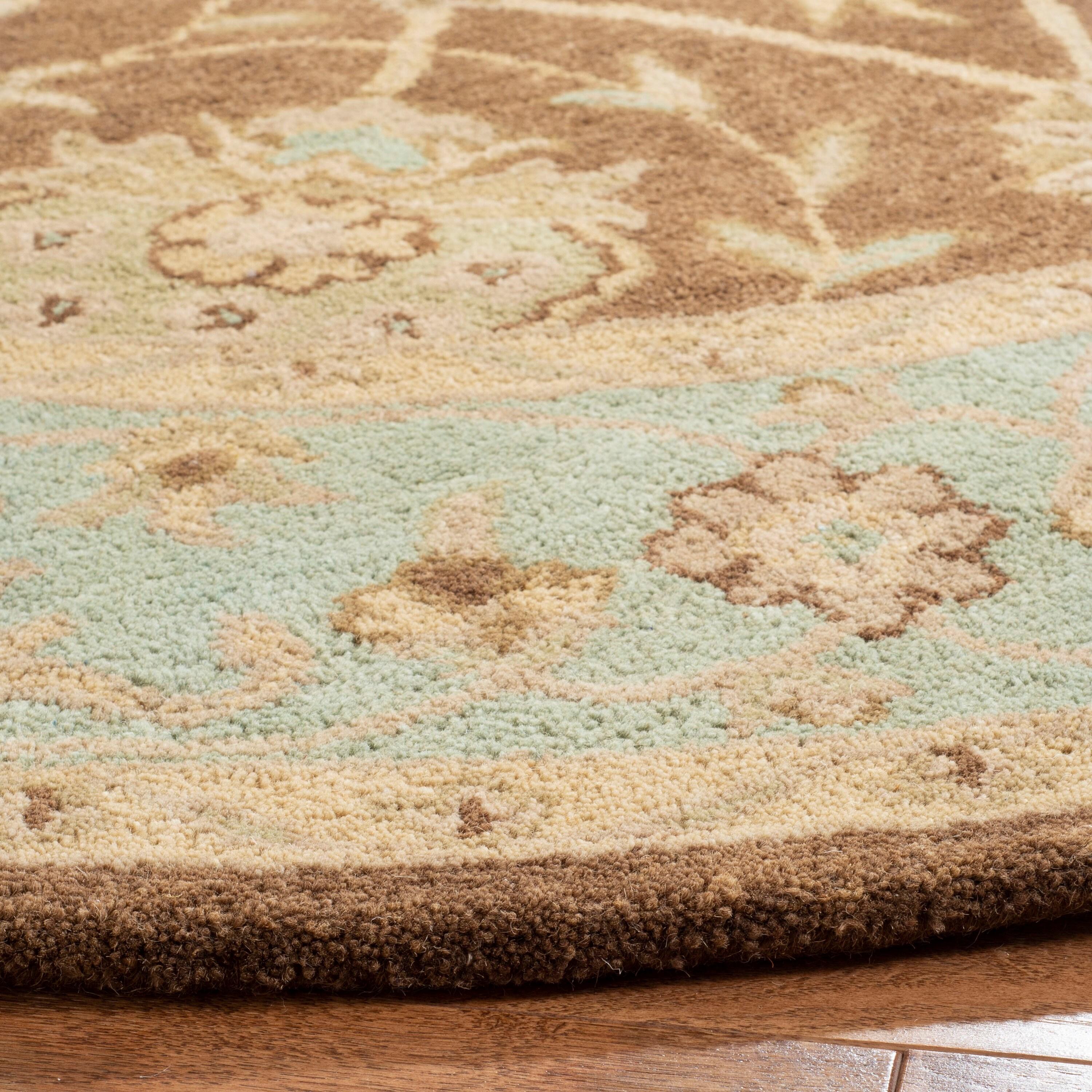 Antiquity AT21 Hand Tufted Indoor Area Rug - Brown/Green - 8' Round - Safavieh