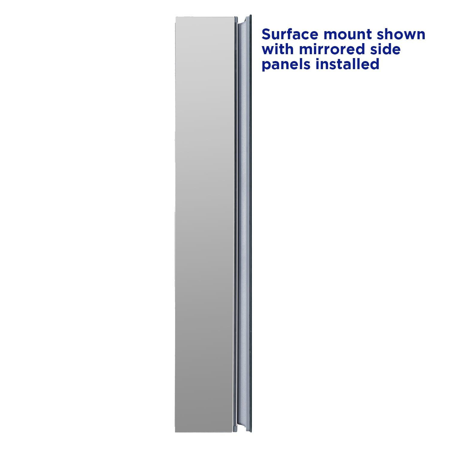 allen + roth 15-in x 26-in Fog Free Surface/Recessed Mount Silver Mirrored Square Soft Close Medicine Cabinet